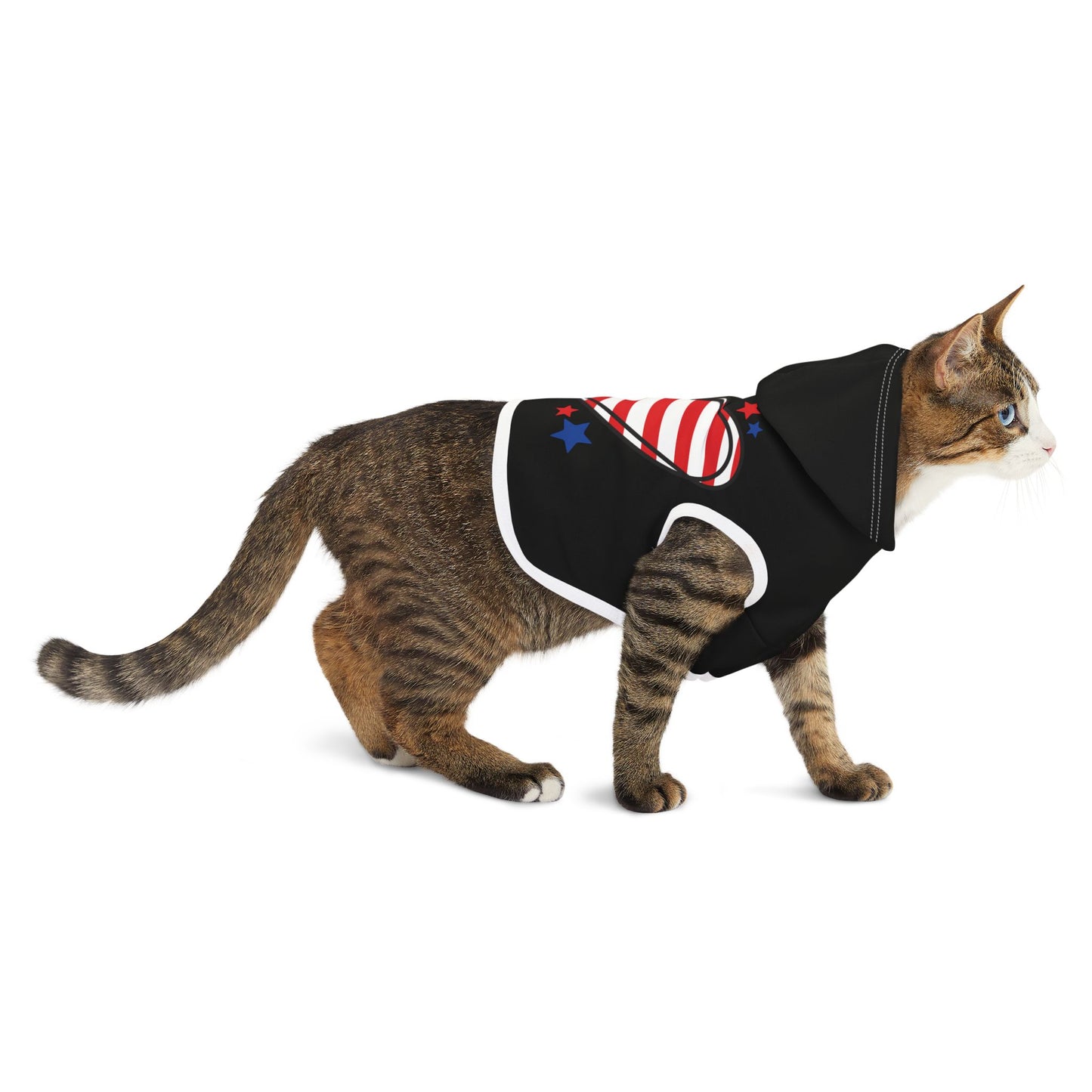 Princess Grace Patriotic Pet Hoodie USA Flag Heart Design for Dogs & Cats