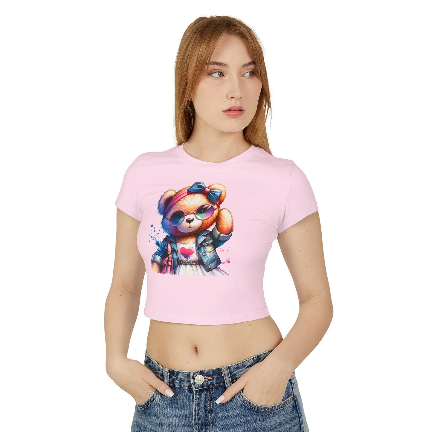 Princess Grace Cute Bear Graphic Baby Tee for Women Fun & Trendy