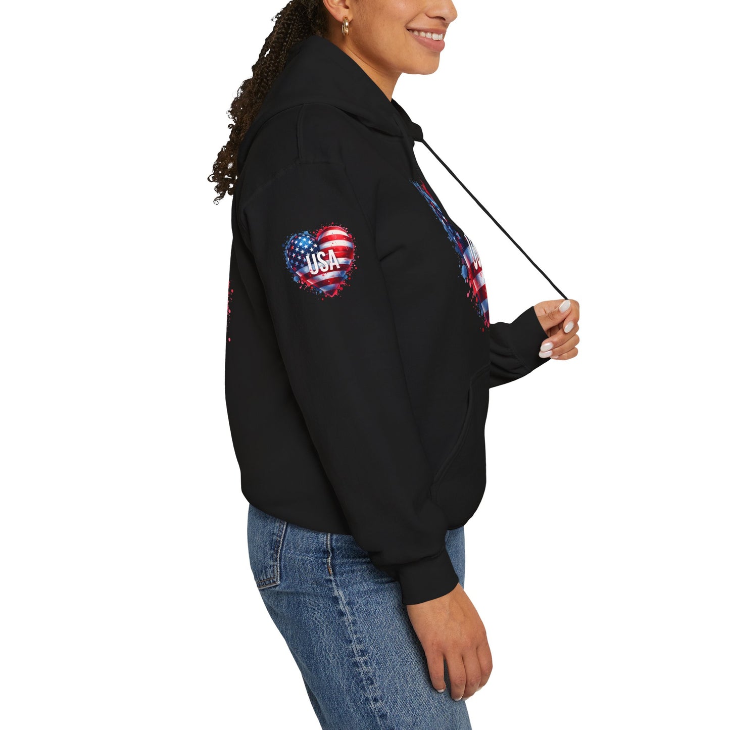 Princess Grace Patriotic Heart Hoodie for USA Lovers Unisex Heavy Blend