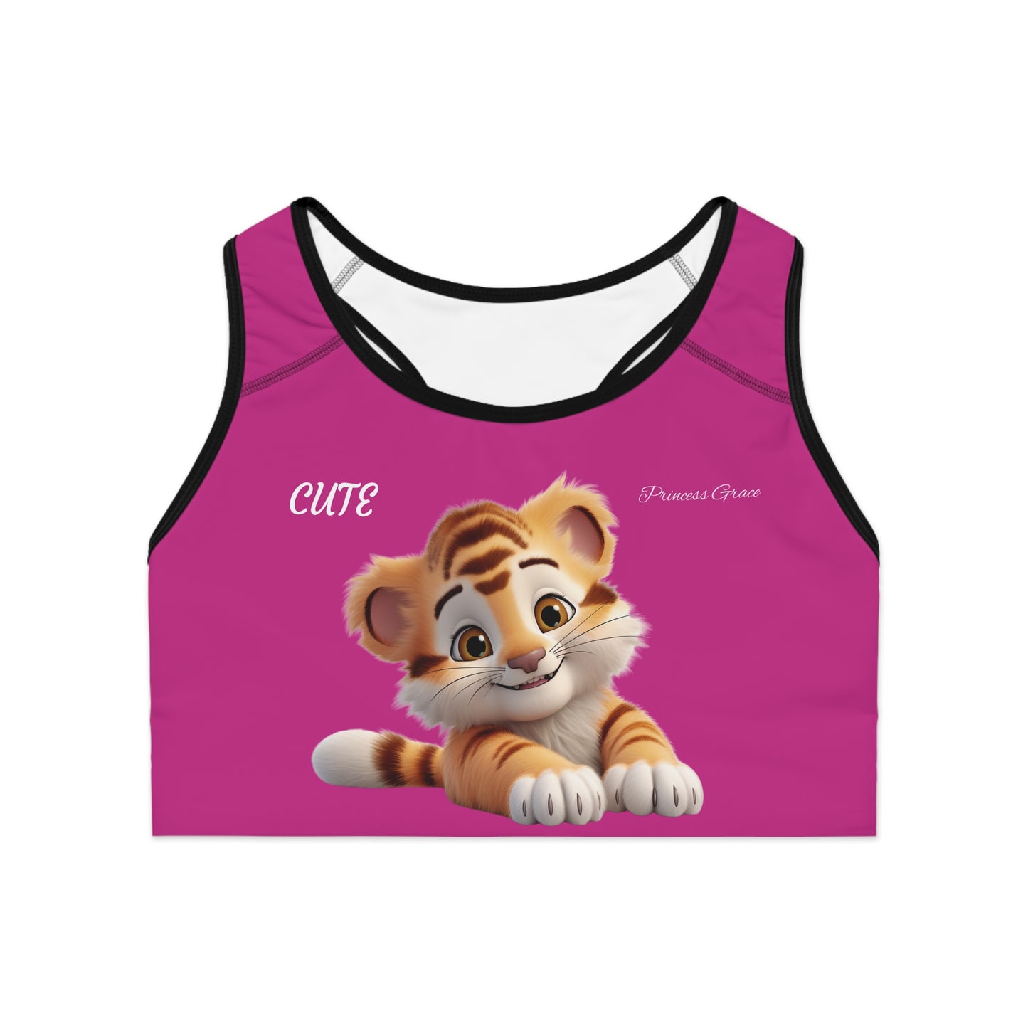 Princess Grace Cute Tiger Sports Bra Fun and Comfy Workout Wear