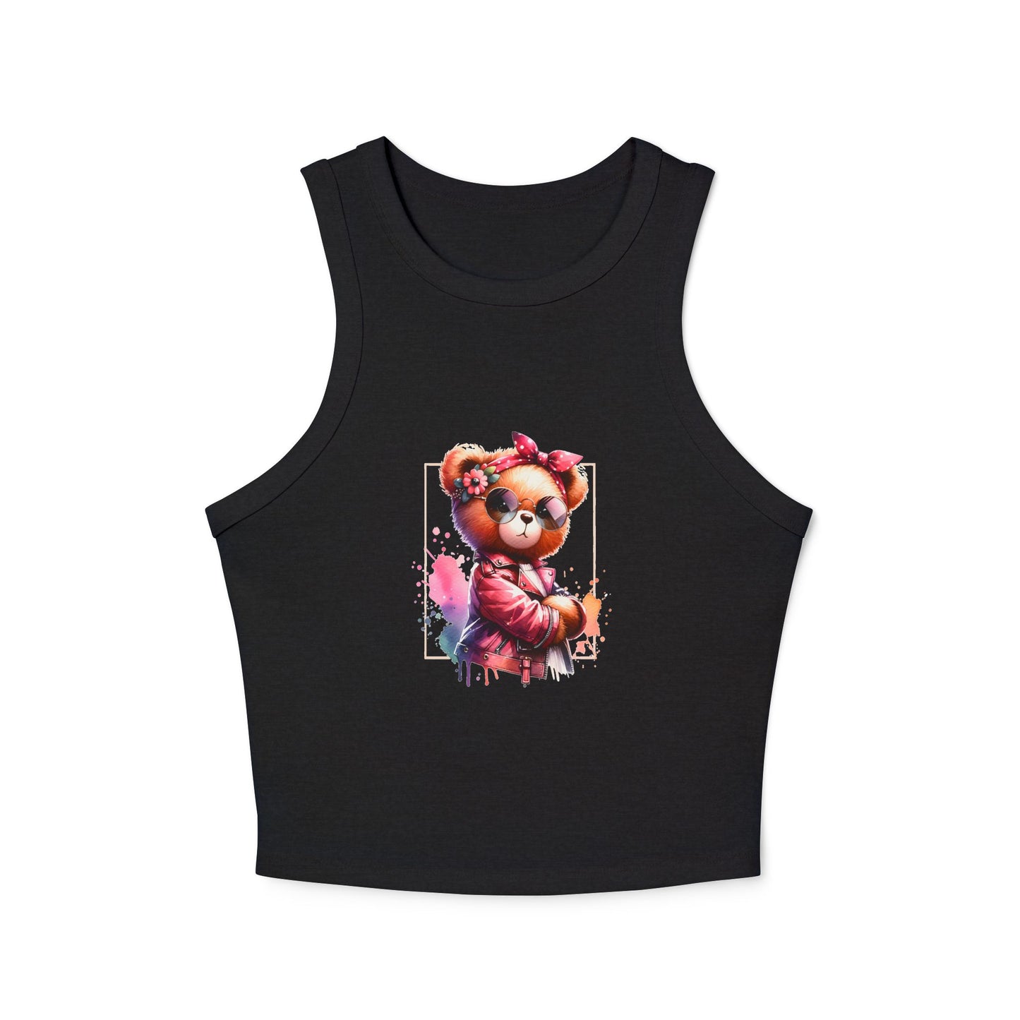 Princess Grace Cute Floral Teddy Bear Racer Tank Top for Women