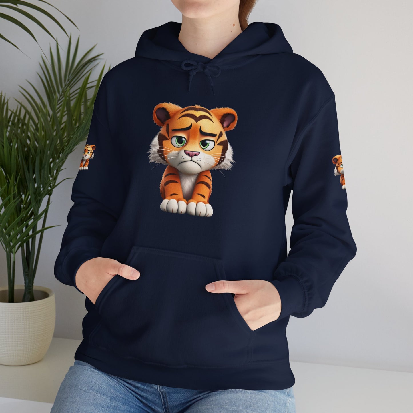 Princess Grace Playful Tiger Graphic Hoodie Unisex Heavy Blend Sweatshirt for Kids and Adults