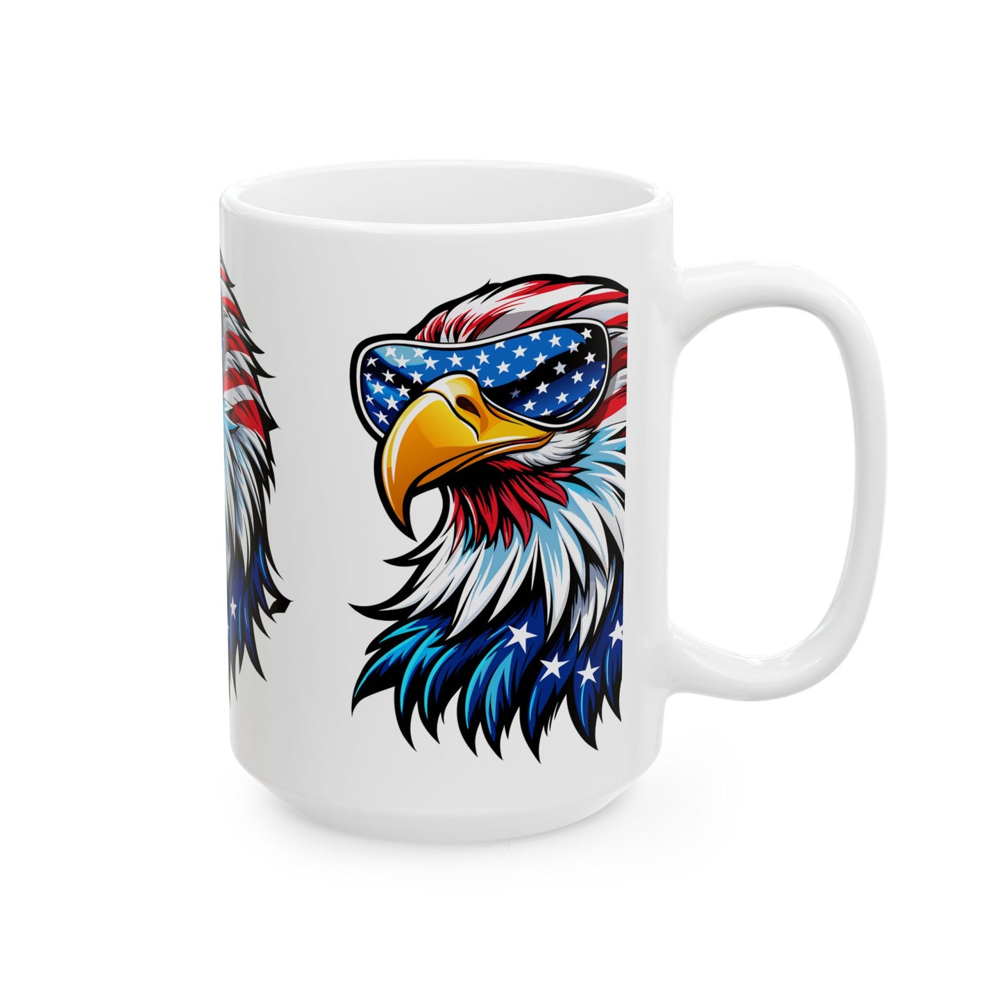 Princess Grace Patriotic Eagle Ceramic Mug 11oz & 15oz Perfect for 4th of July and Everyday Use