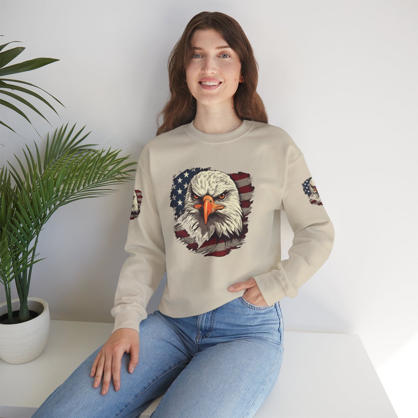 Princess Grace Patriotic Eagle Crewneck Sweatshirt Unisex Heavy Blend