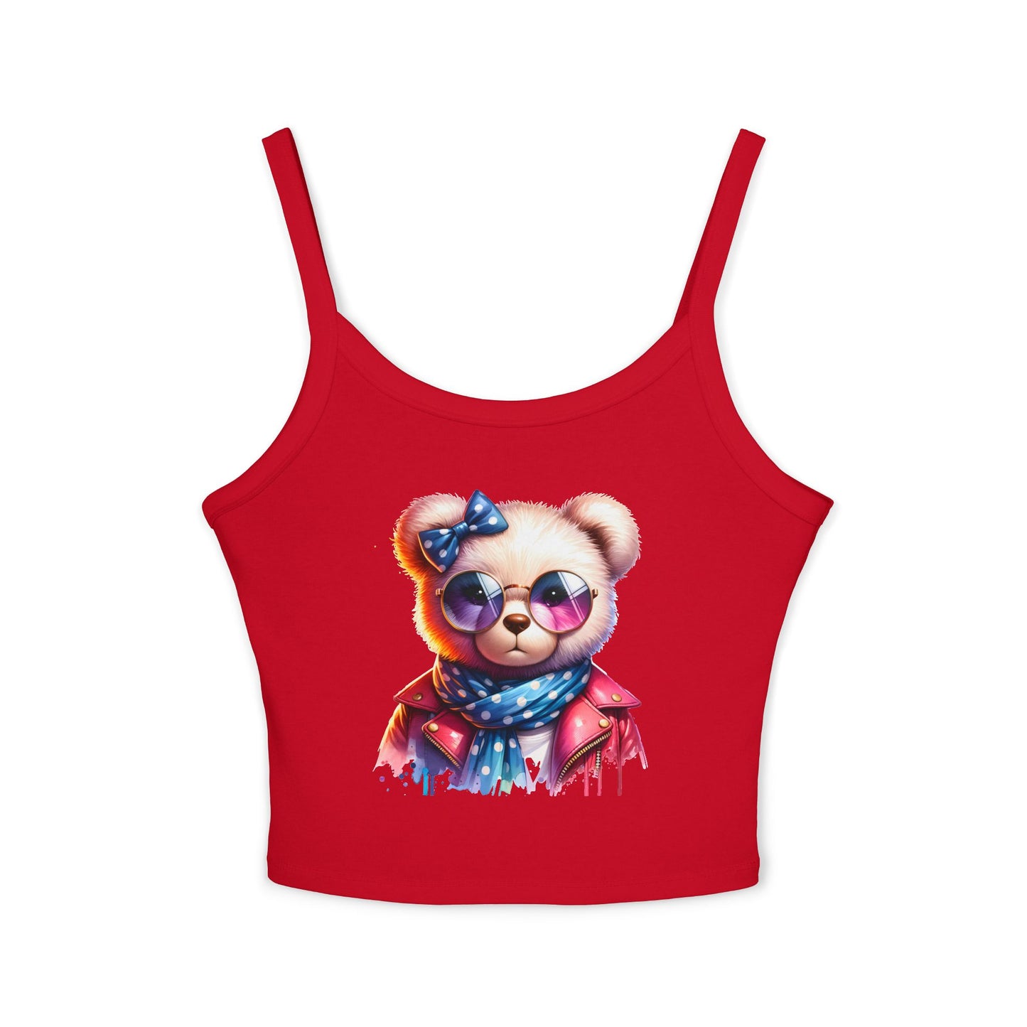 Princess Grace Cute Bear Graphic Spaghetti Strap Tank Top for Women