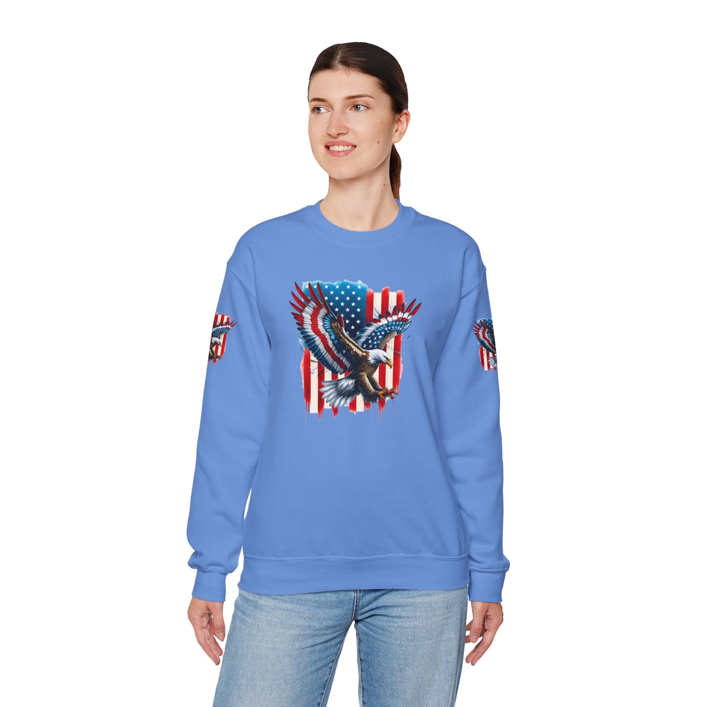 Princess Grace Patriotic Eagle Crewneck Sweatshirt Unisex Heavy Blend