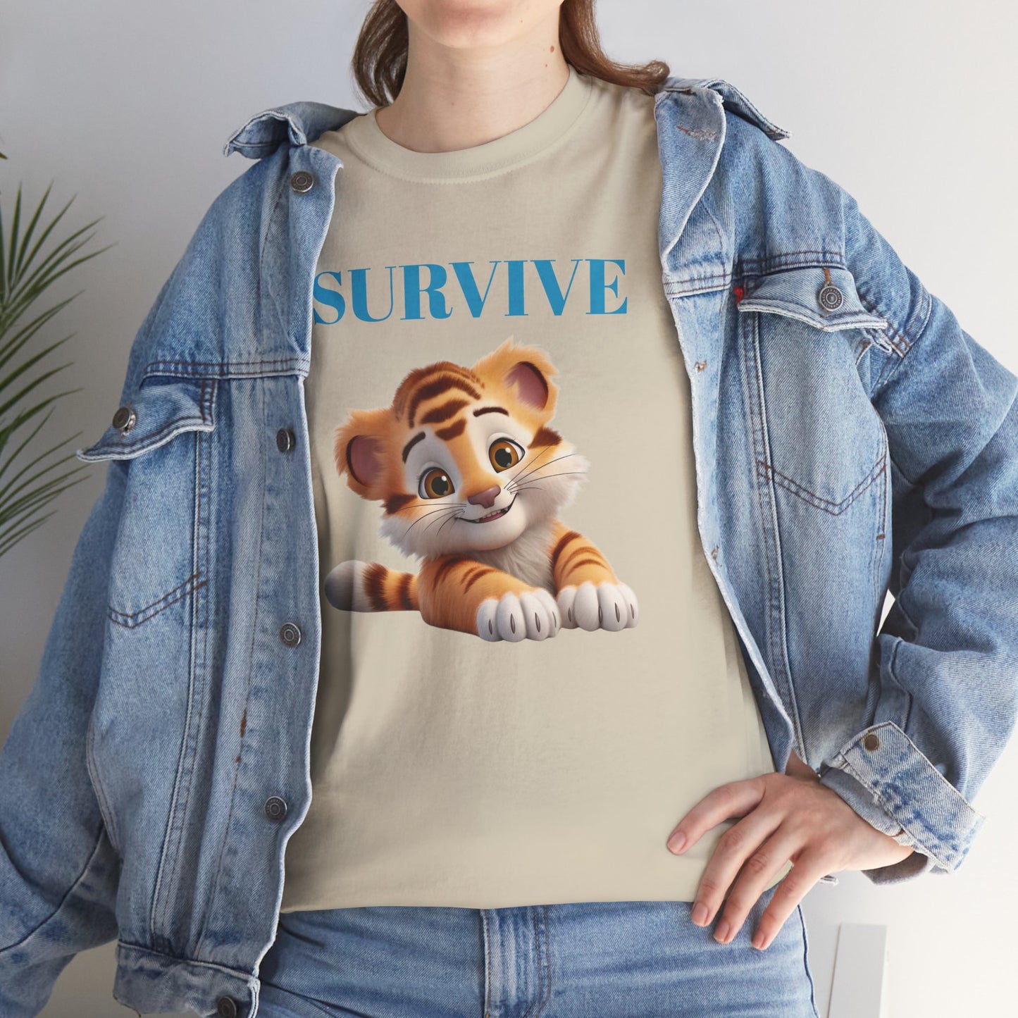 Princess Grace Survive Tiger Unisex Heavy Cotton Tee Cute Animal Graphic