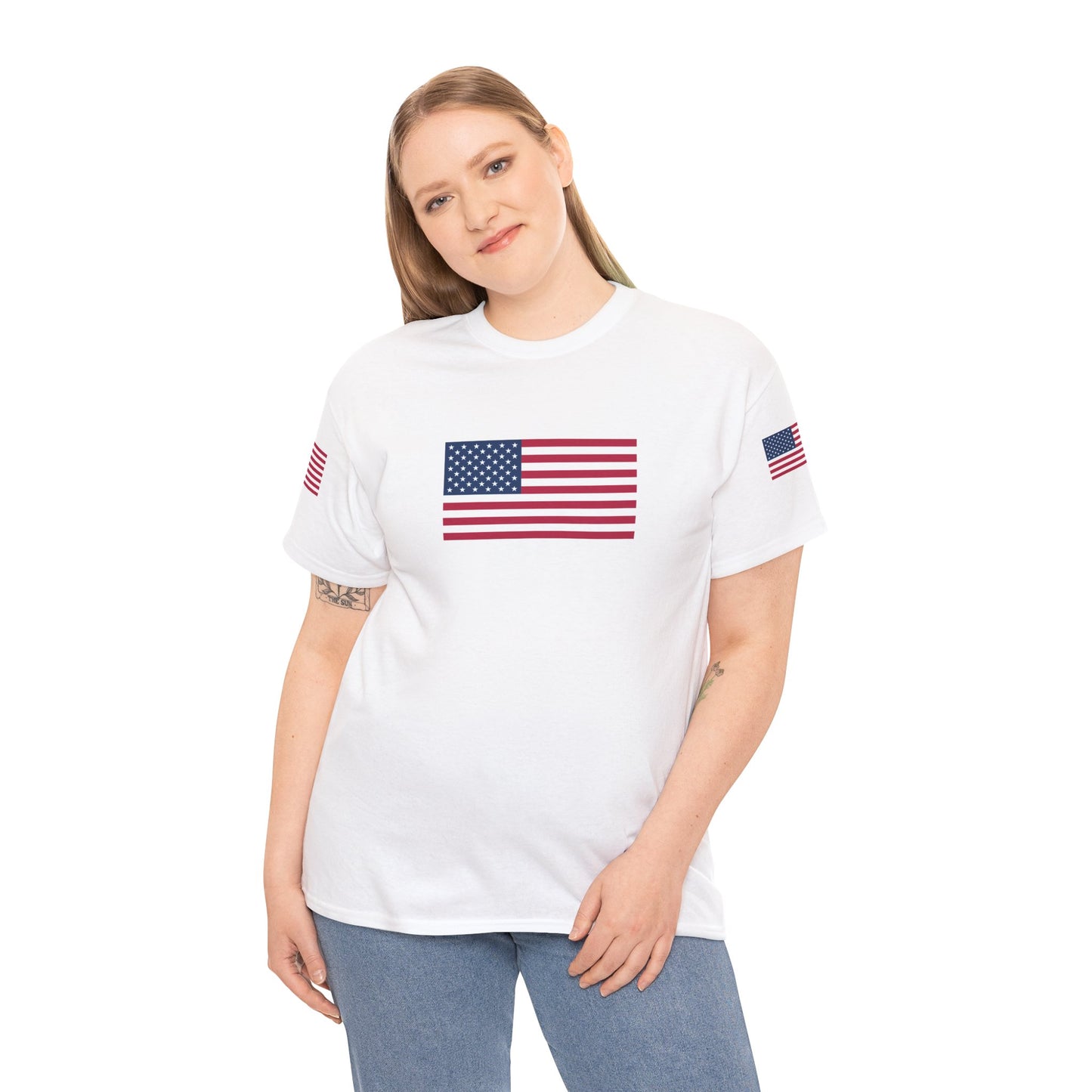 Princess Grace Patriotic Unisex Heavy Cotton Tee with USA Flag Design