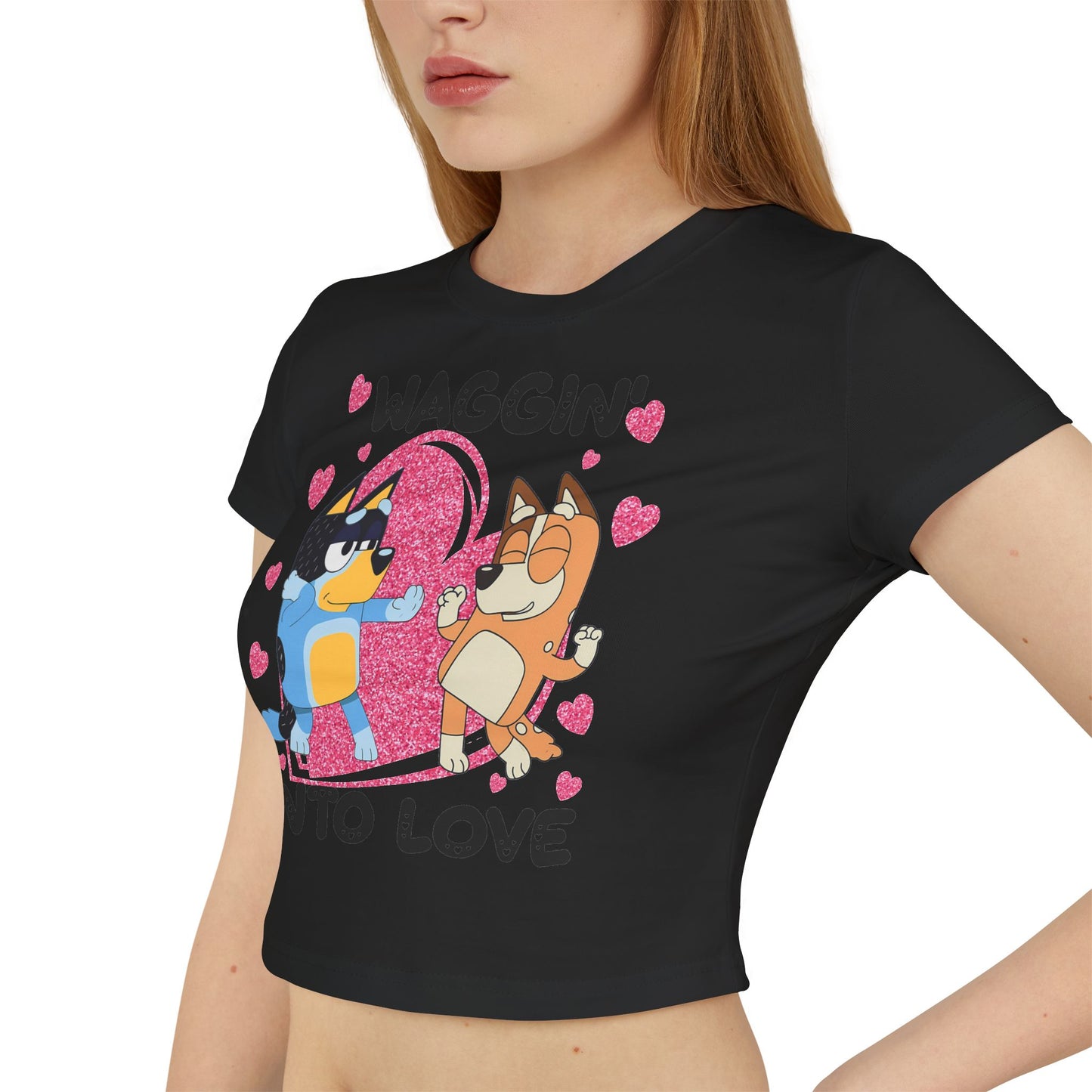 Princess Grace Cute Bluey Graphic Women's Baby Tee Waggin' Into Love