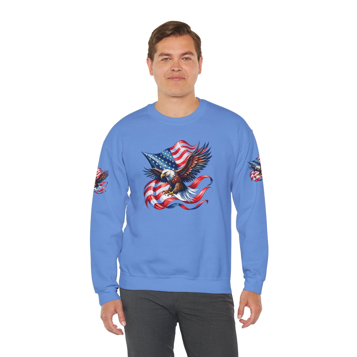 Princess Grace Patriotic Eagle Crewneck Sweatshirt Unisex Heavy Blend Perfect for Independence Day and Memorial Day
