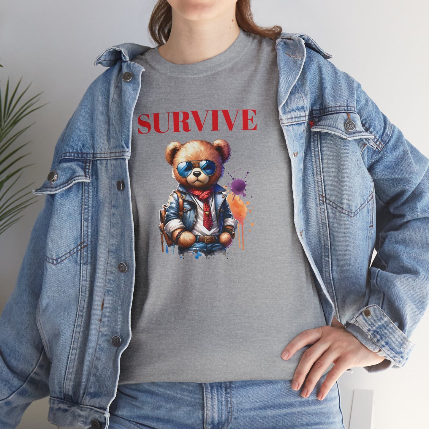 Princess Grace Survive Bear Unisex Heavy Cotton Tee