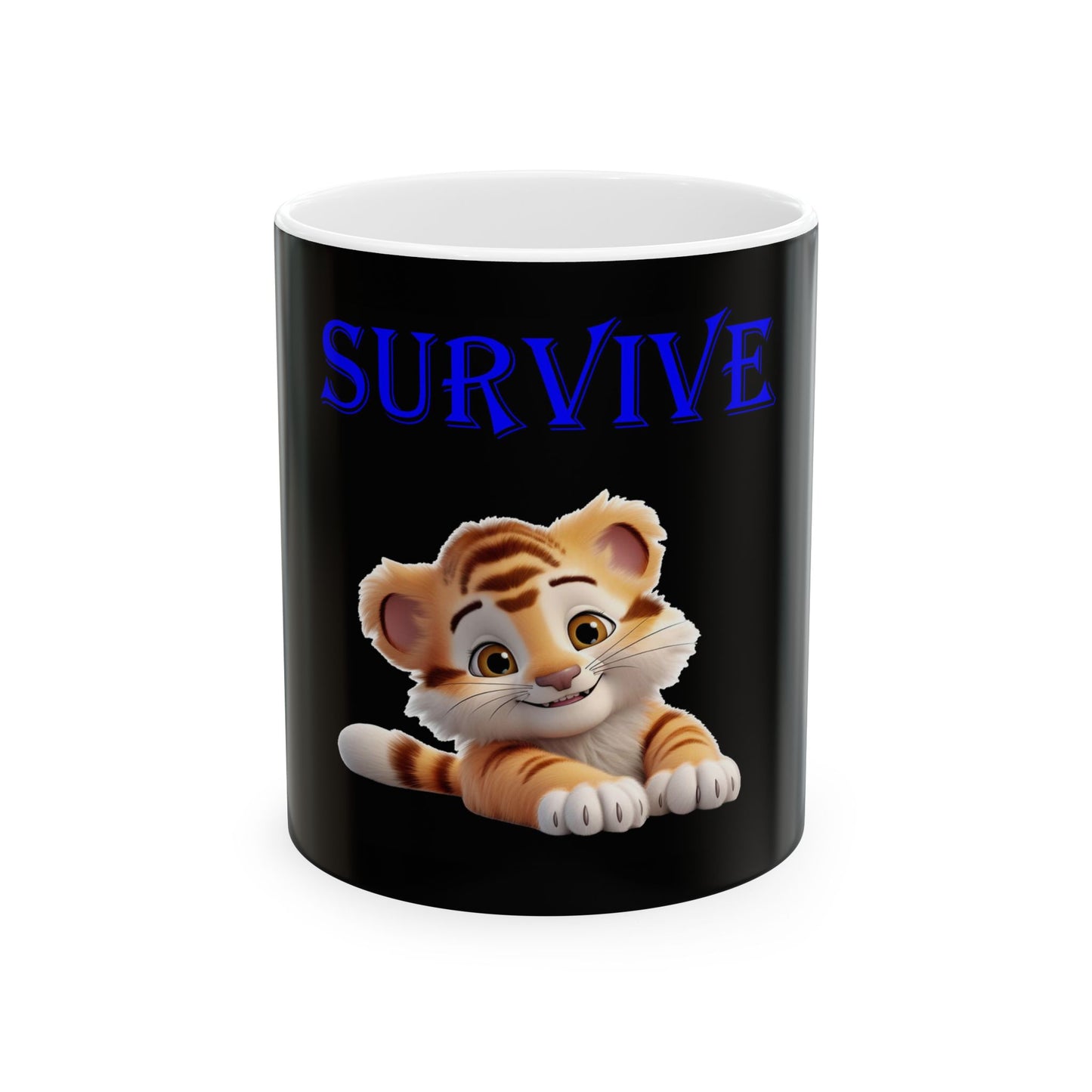 Princess Grace Survive Cute Tiger Survive Ceramic Mug Fun Animal Coffee Cup for Kids & Adults