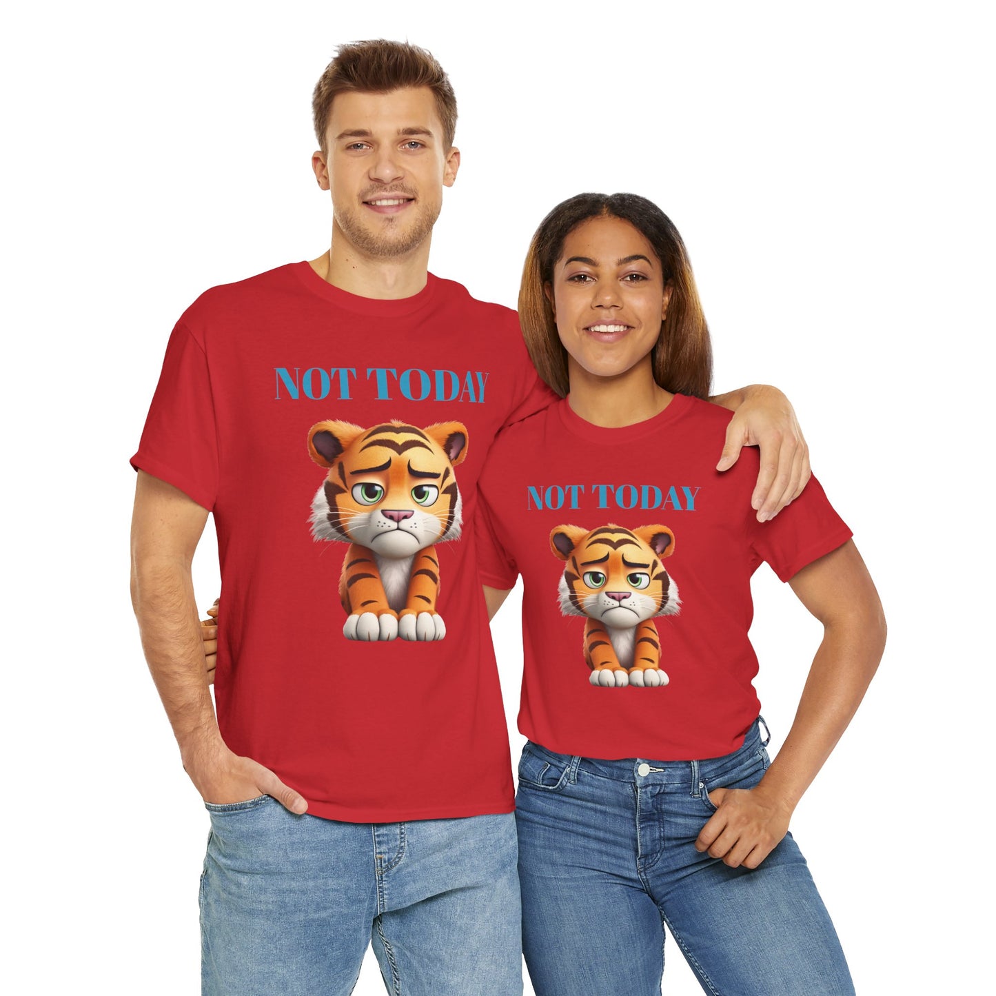 Princess Grace Not Today Tiger Unisex Heavy Cotton Tee Casual Fun Cat Graphic Shirt