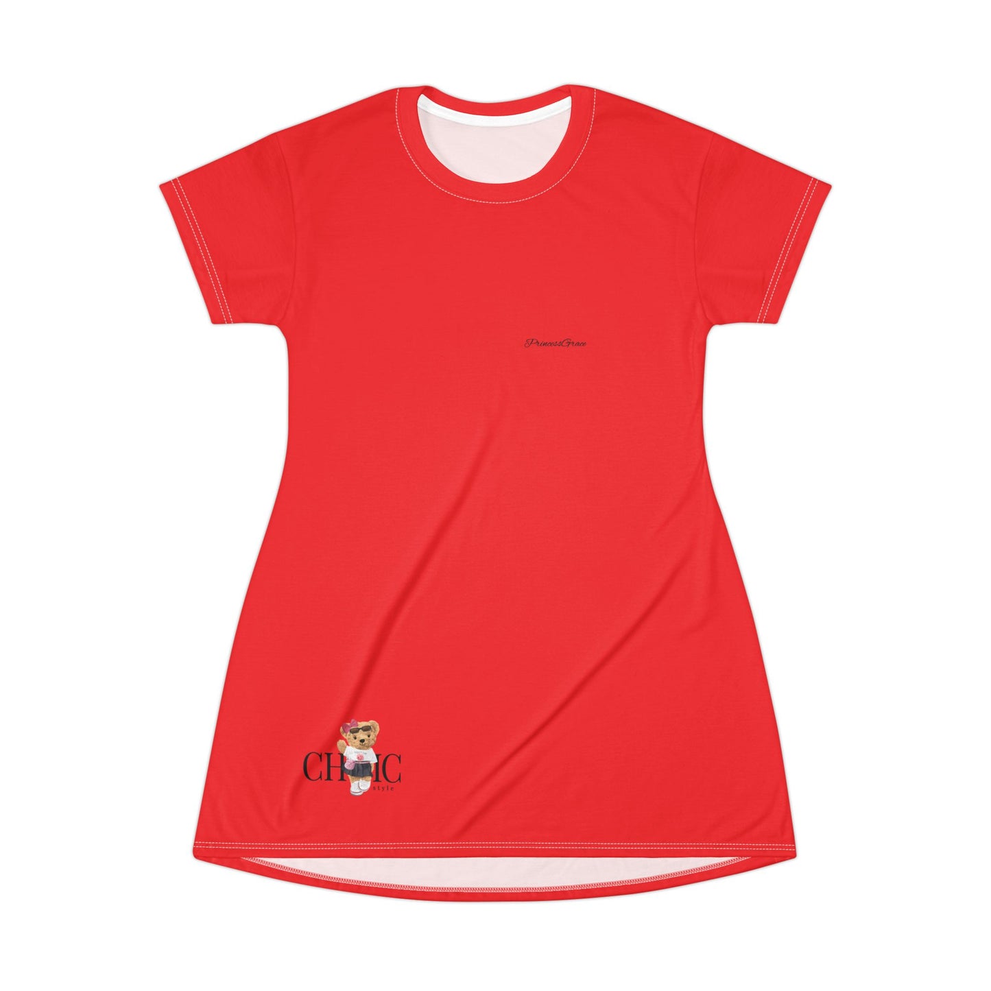 Princess Grace Cute Bear Graphic T-Shirt Dress Fun and Playful Summer Fashion