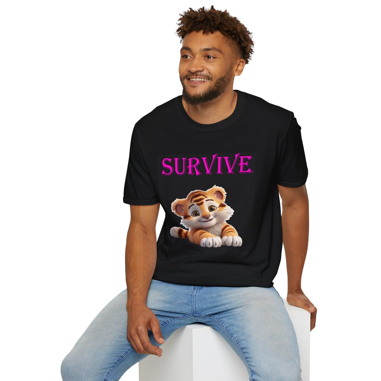 Princess Grace Survive Tiger Design Unisex Softstyle T-Shirt Cute Animal Graphic Tee