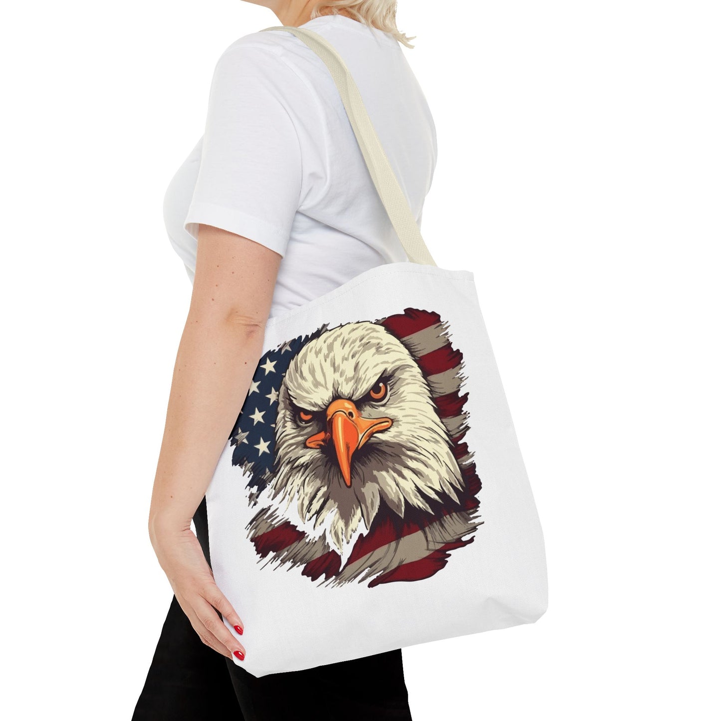 Princess Grace Patriotic Eagle Tote Bag American Flag Design for Independence Day and Everyday Use