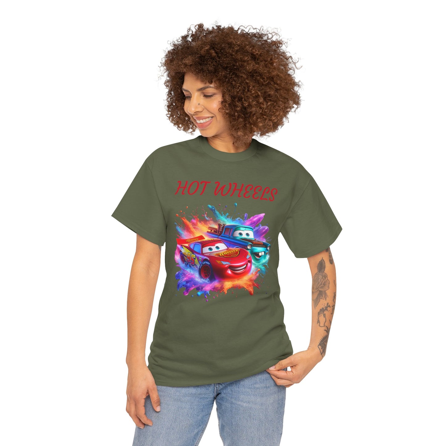 Princess Grace Hot Wheels Cotton Tee Fun and Colorful Graphic T-Shirt for Car Lovers
