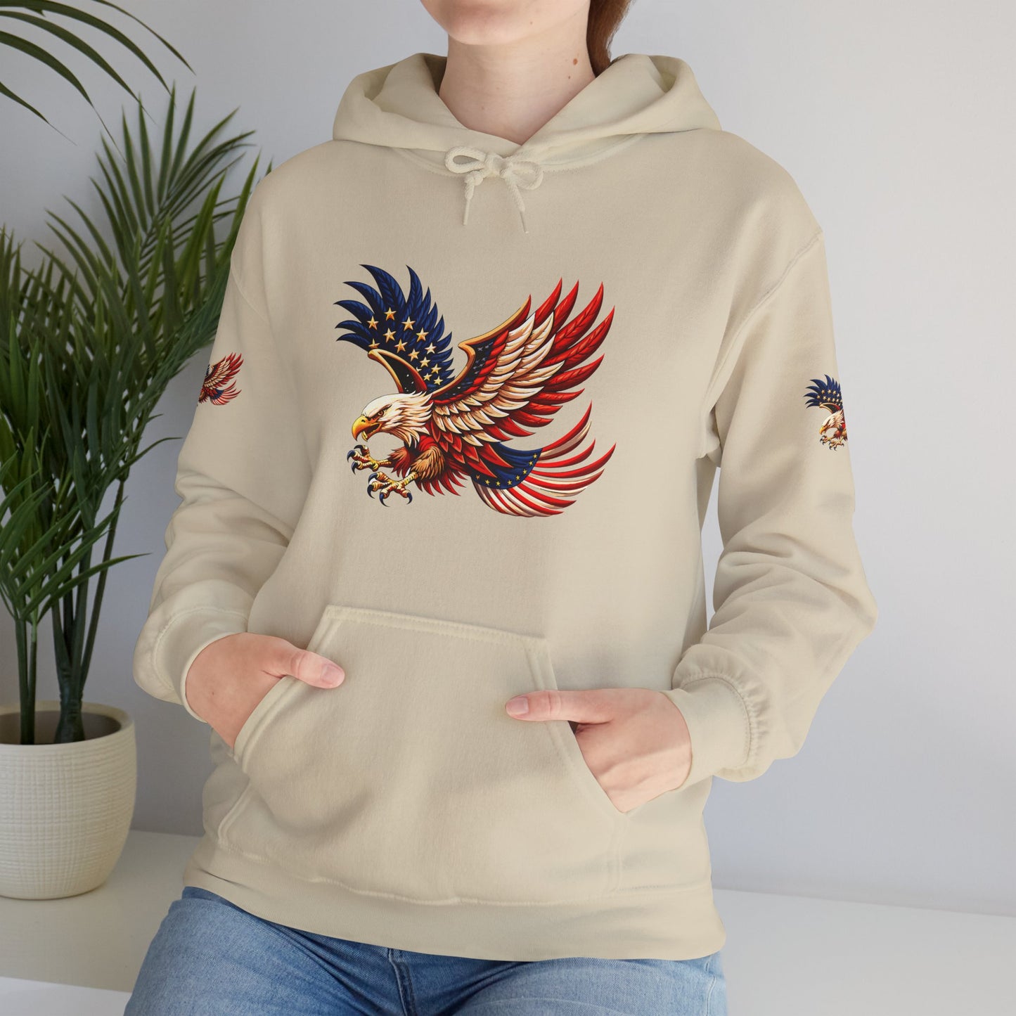 Princess grace Patriotic Eagle Hooded Sweatshirt Unisex Heavy Blend