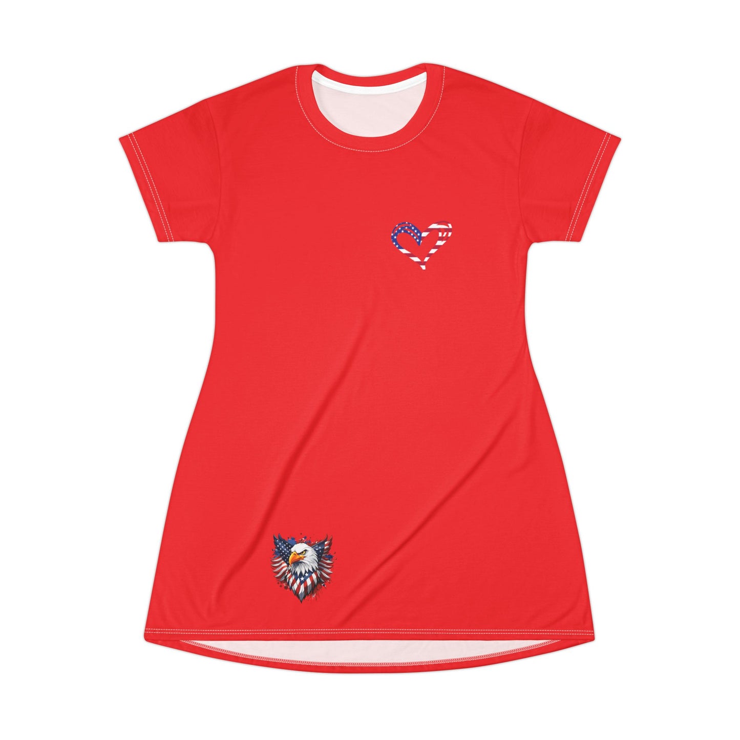 Princess Grace Patriotic Heart T-Shirt Dress for Celebrations