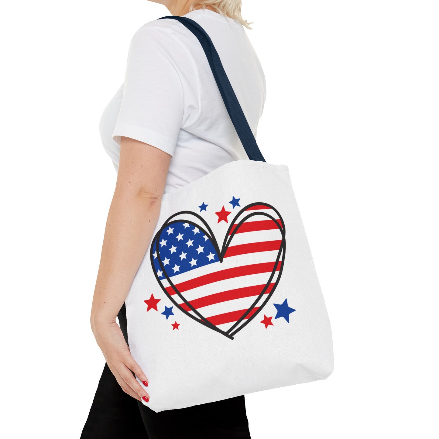 Princess Grace Patriotic Heart Tote Bag Red, White & Blue Love