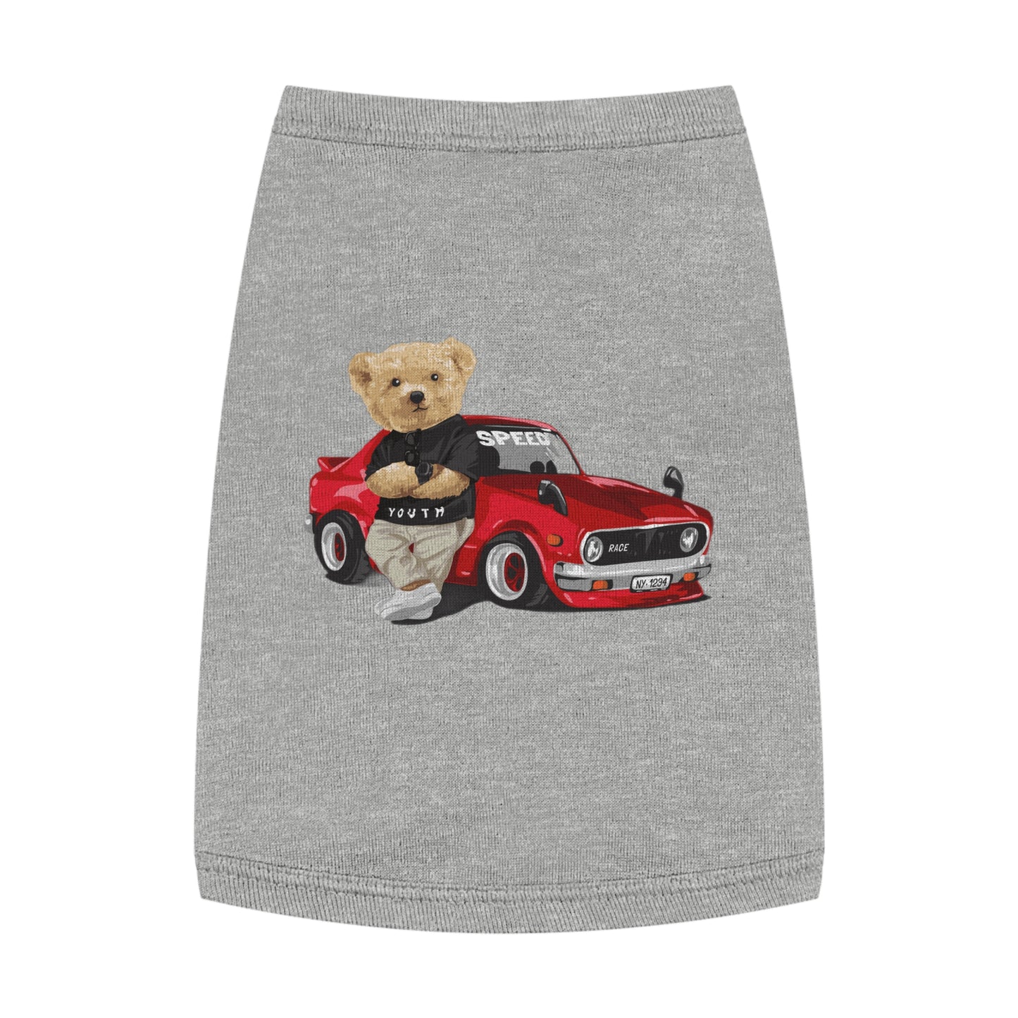 Princess CUTE Pet Tank Top with Racing Bear Graphic Perfect for Playful Pets