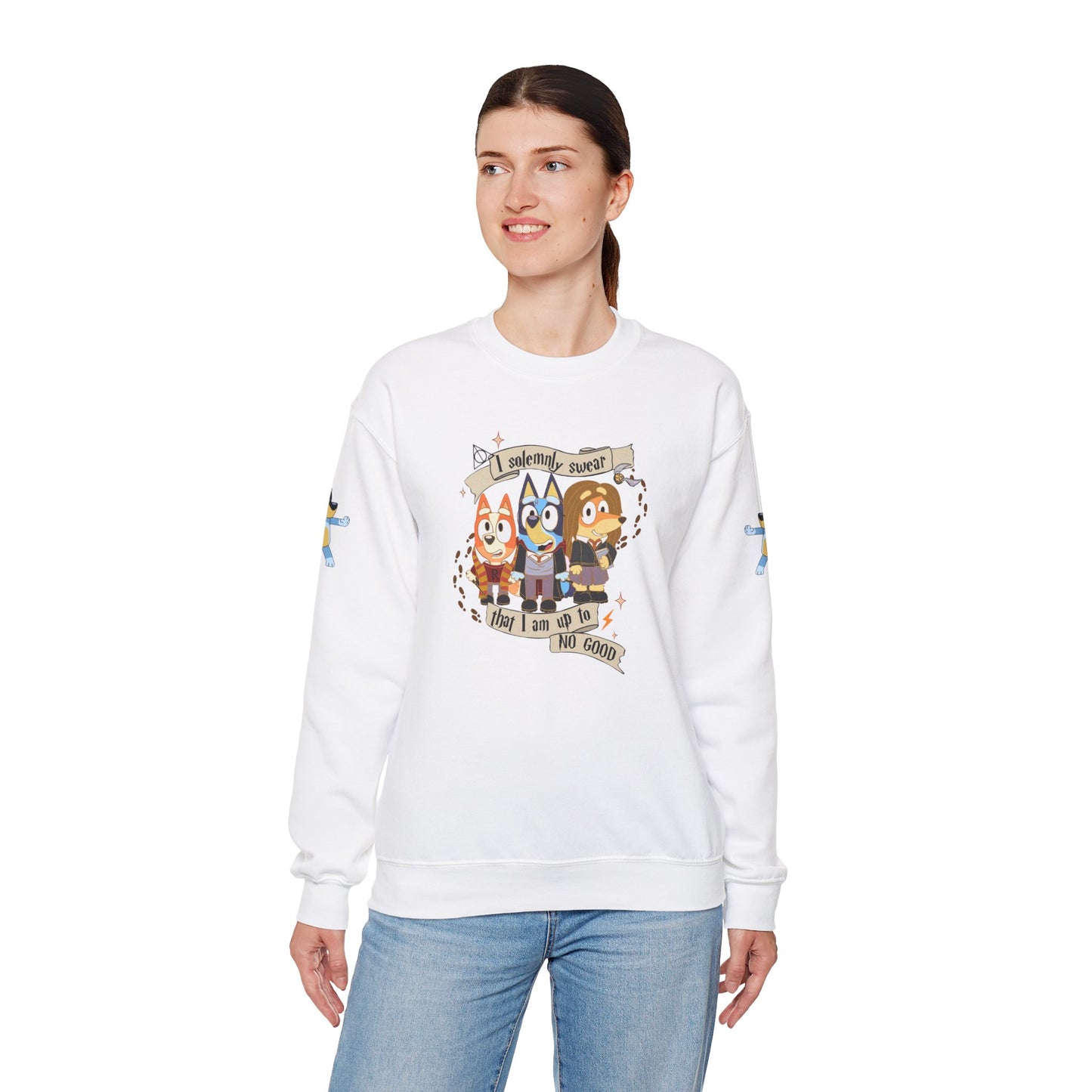 Princess Grace Bluey Unisex Funny Crewneck Sweatshirt "I Solemnly Swear That I Am Up To No Good" Perfect Gift for Family and Friends