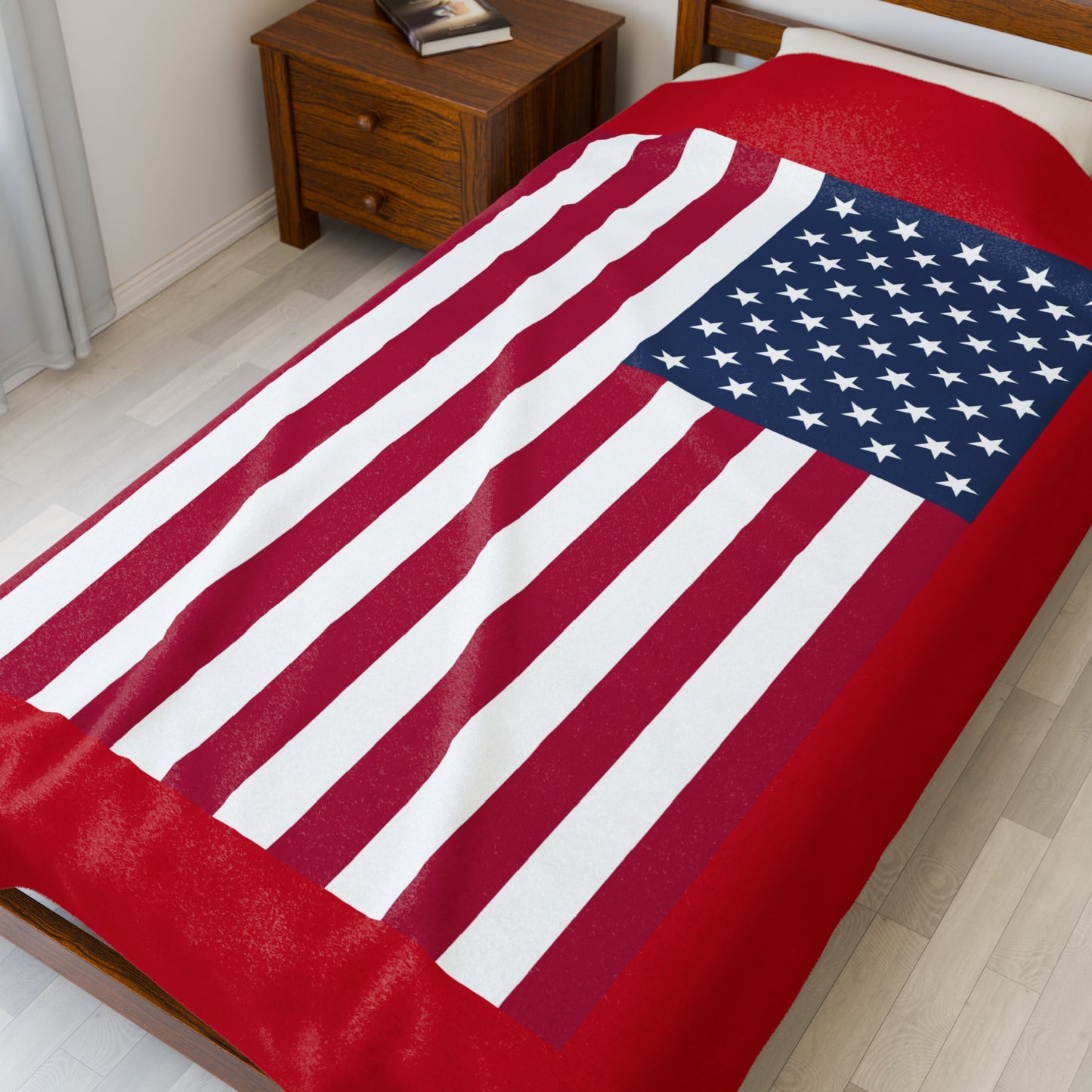 Princess Grace Patriotic Velveteen Plush Blanket Perfect for Holidays & Cozy Gatherings