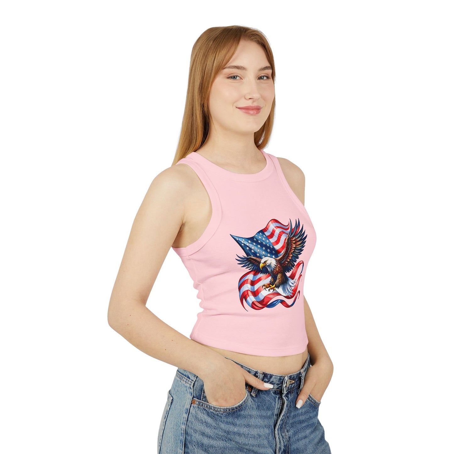 Princess Grace Patriotic Eagle Racer Tank Top for Women USA Design