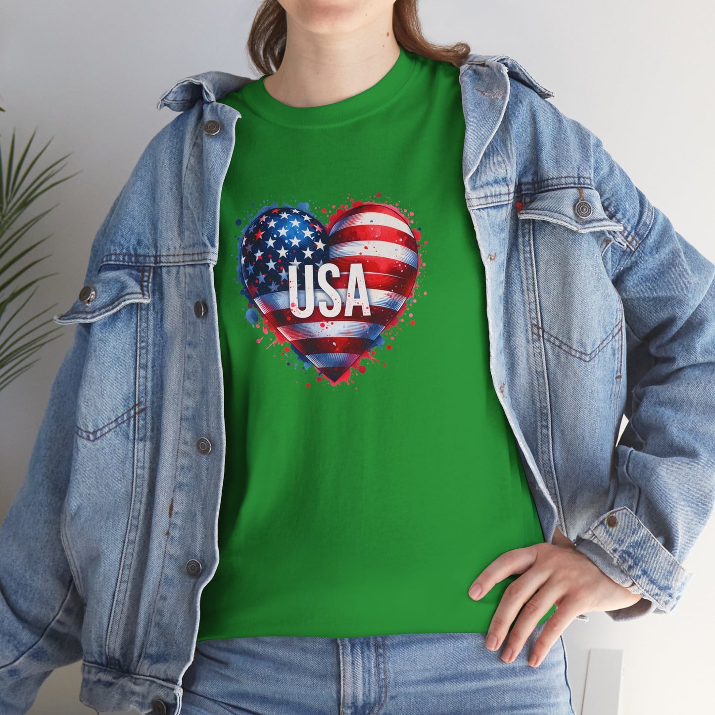 Princess Grace Patriotic Heart Unisex Cotton Tee USA Freedom Shirt