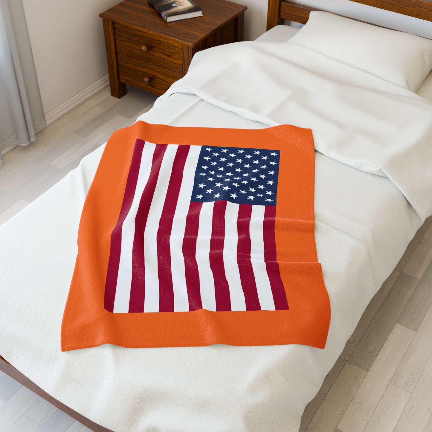 Princess Grace Cozy American Flag Velveteen Plush Blanket Ideal for Home Decor & Celebrations