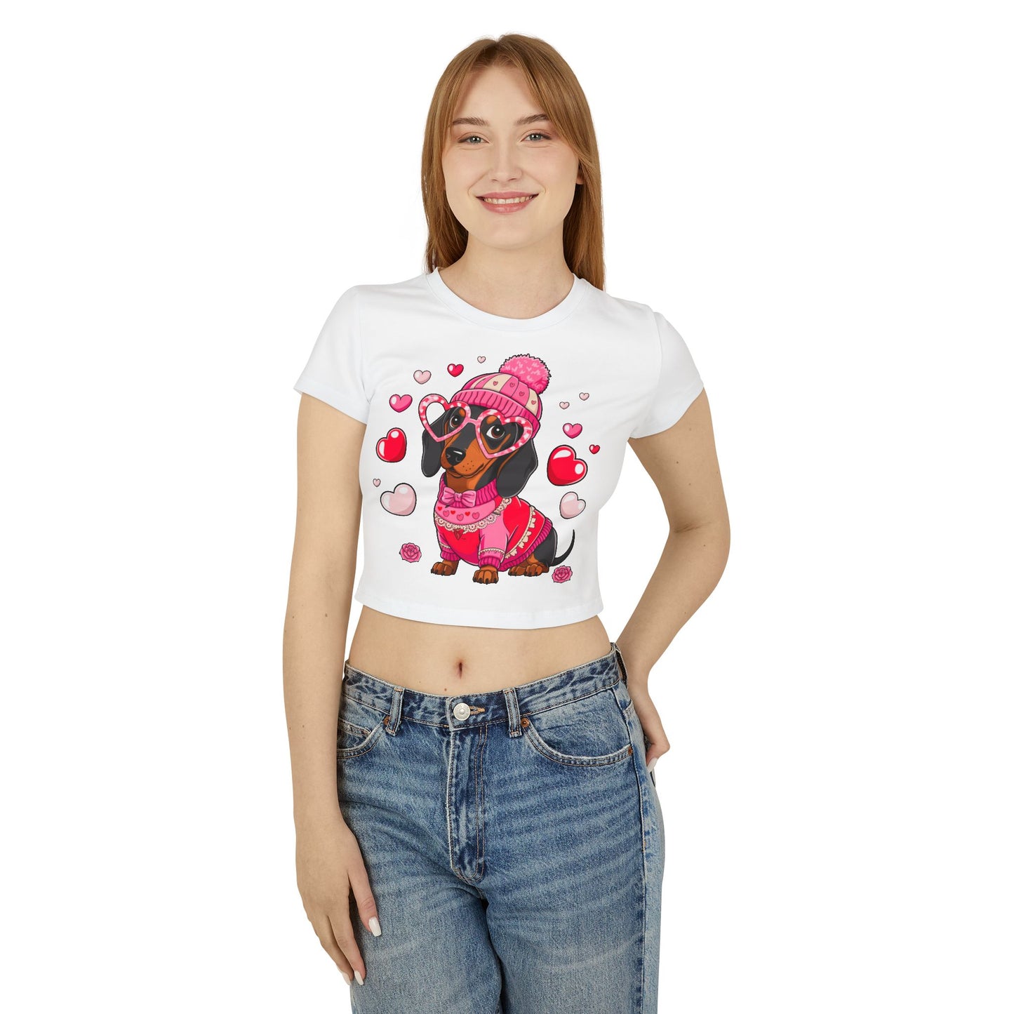 Princess Grace Cute Dachshund Love Graphic Baby Tee for Women