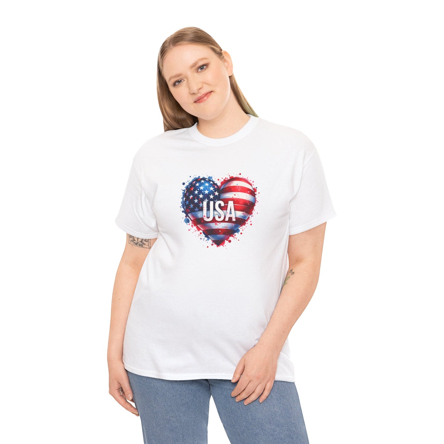 Princess Grace Patriotic Heart Unisex Cotton Tee USA Freedom Shirt