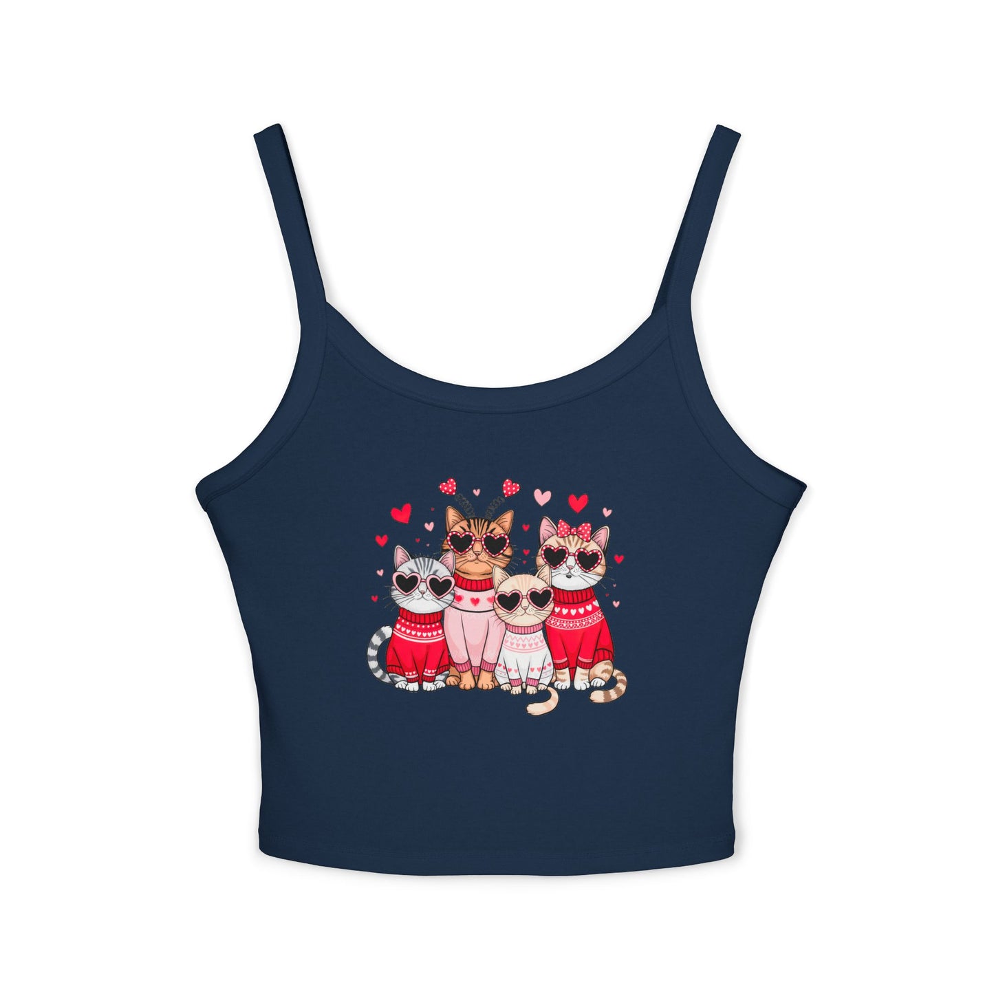 Princess Grace Cute Cats Spaghetti Strap Tank Top Perfect for Cat Lovers