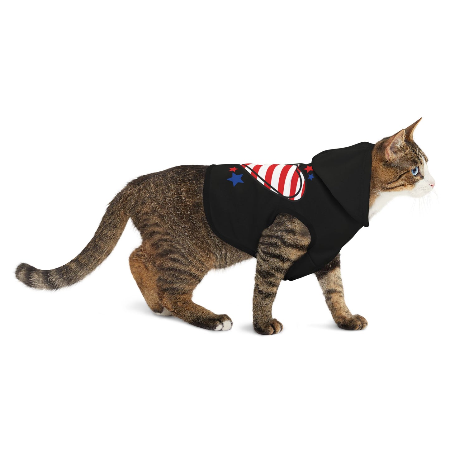 Princess Grace Patriotic Pet Hoodie USA Flag Heart Design for Dogs & Cats
