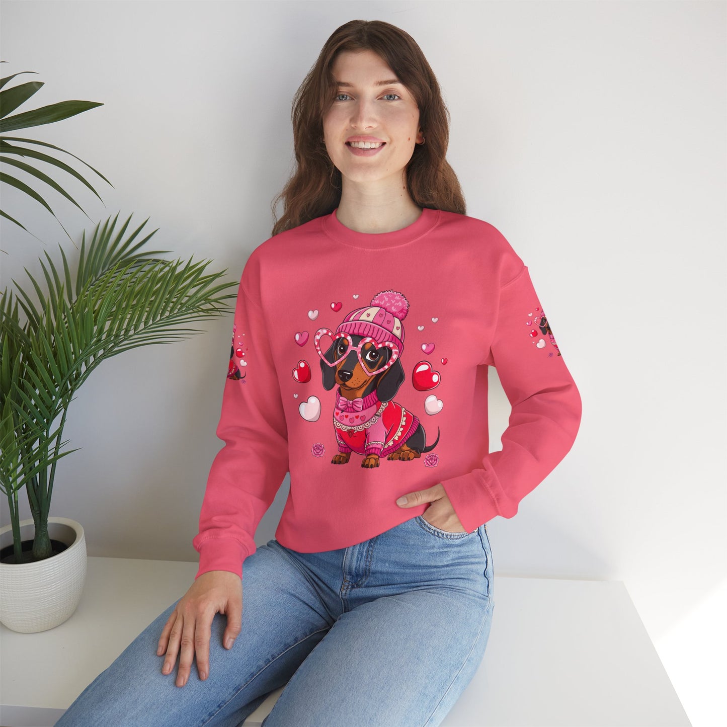 Princess Grace Cute Dachshund Love Sweatshirt Cozy Unisex Crewneck for Pet Lovers
