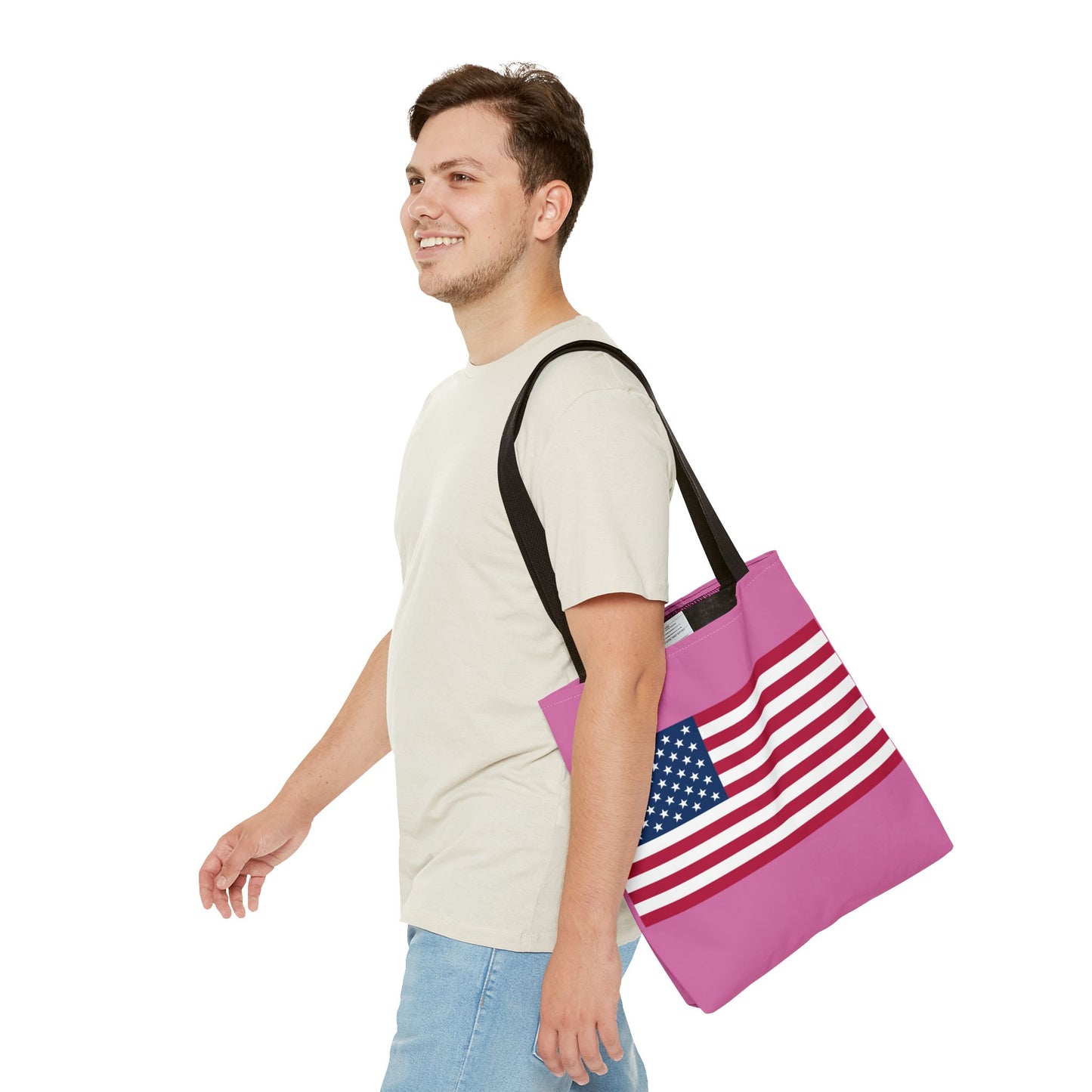 Princess Grace Patriotic Pink Tote Bag with American Flag Design