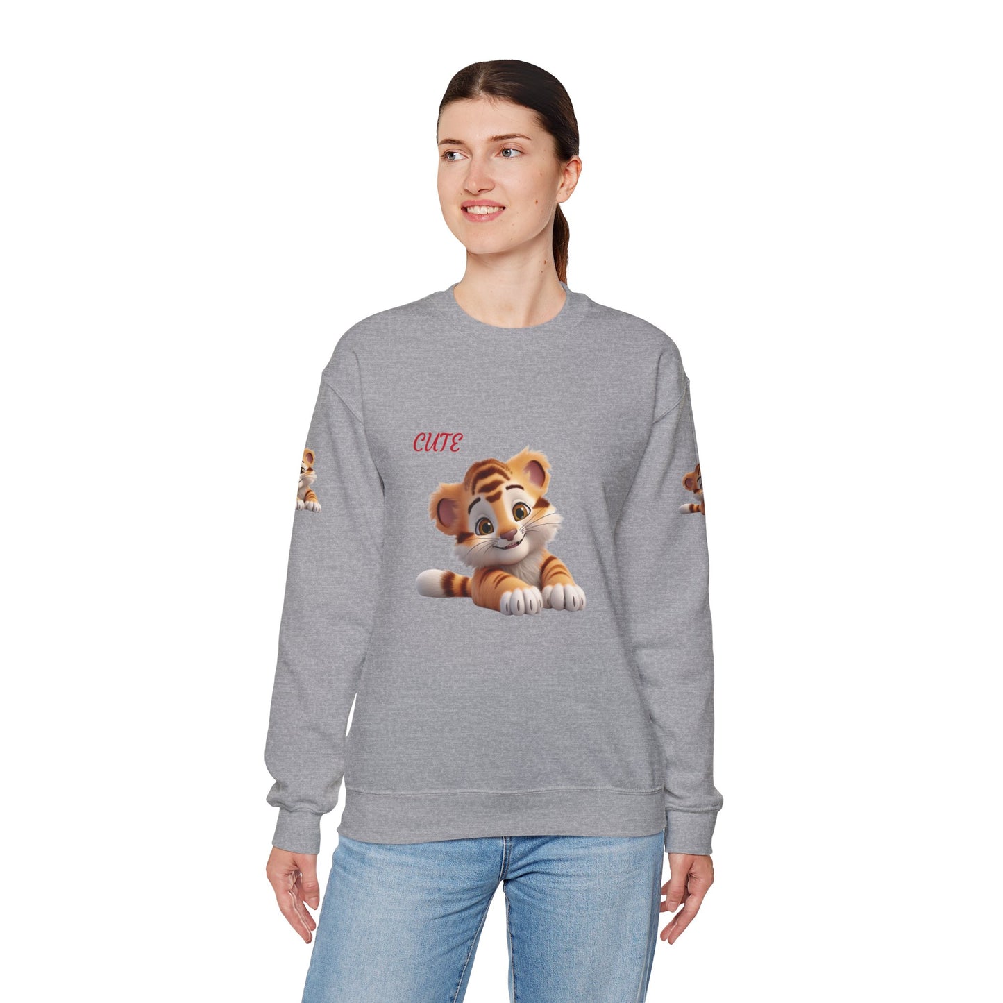 Princess Grace Cute Tiger Graphic Sweatshirt Unisex Heavy Blend Crewneck