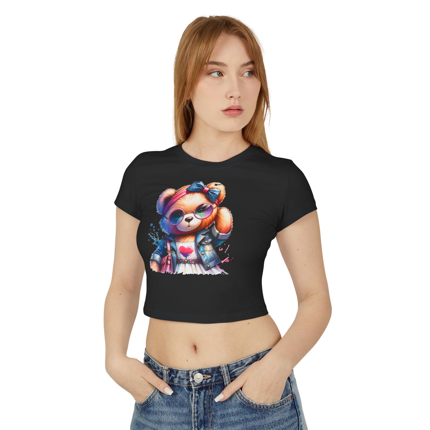Princess Grace Cute Bear Graphic Baby Tee for Women Fun & Trendy