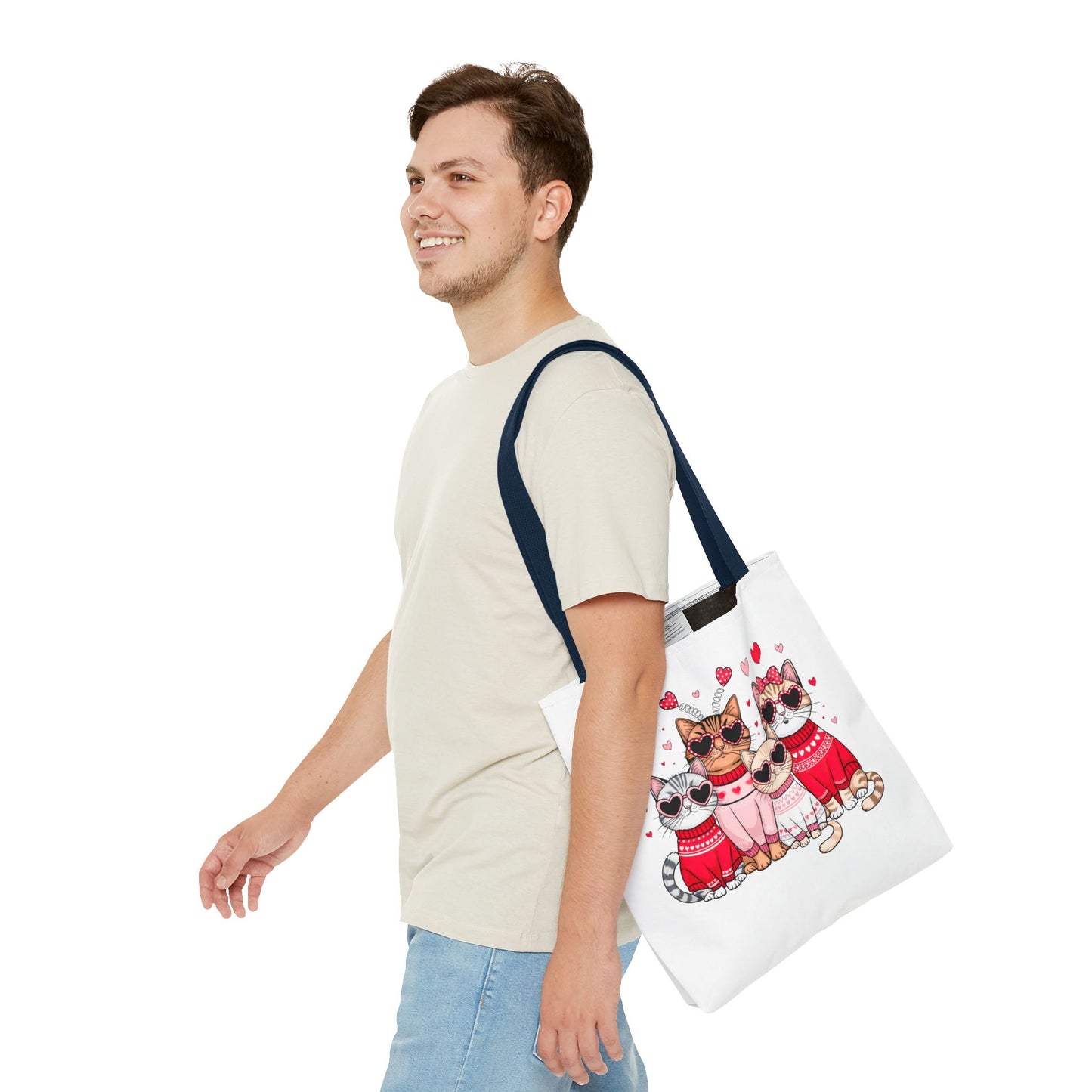 Princess Grace Cute Cat Lover Tote Bag Stylish and Playful Red Heart Design