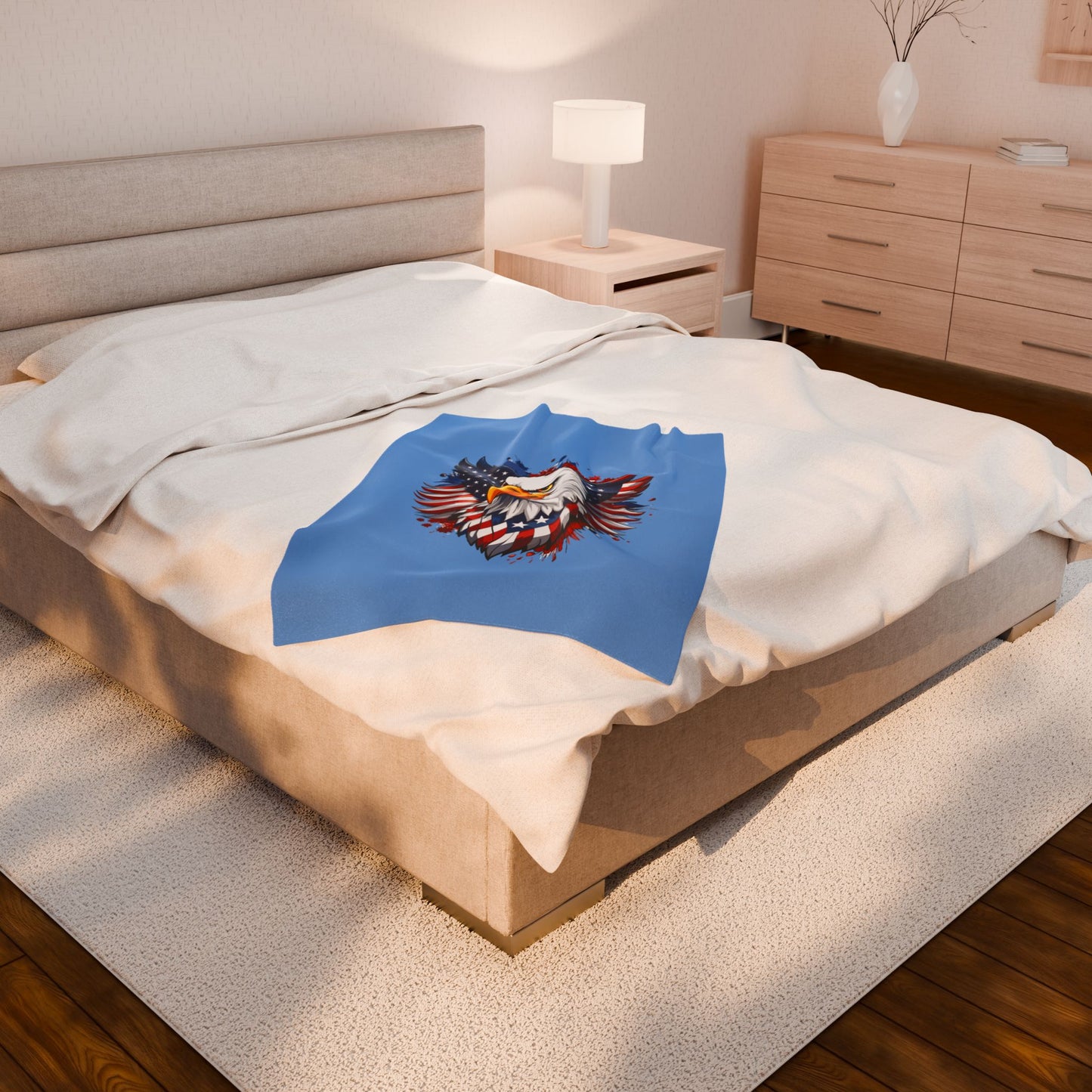 Princess Grace Patriotic Velveteen Plush Blanket with Eagle Design