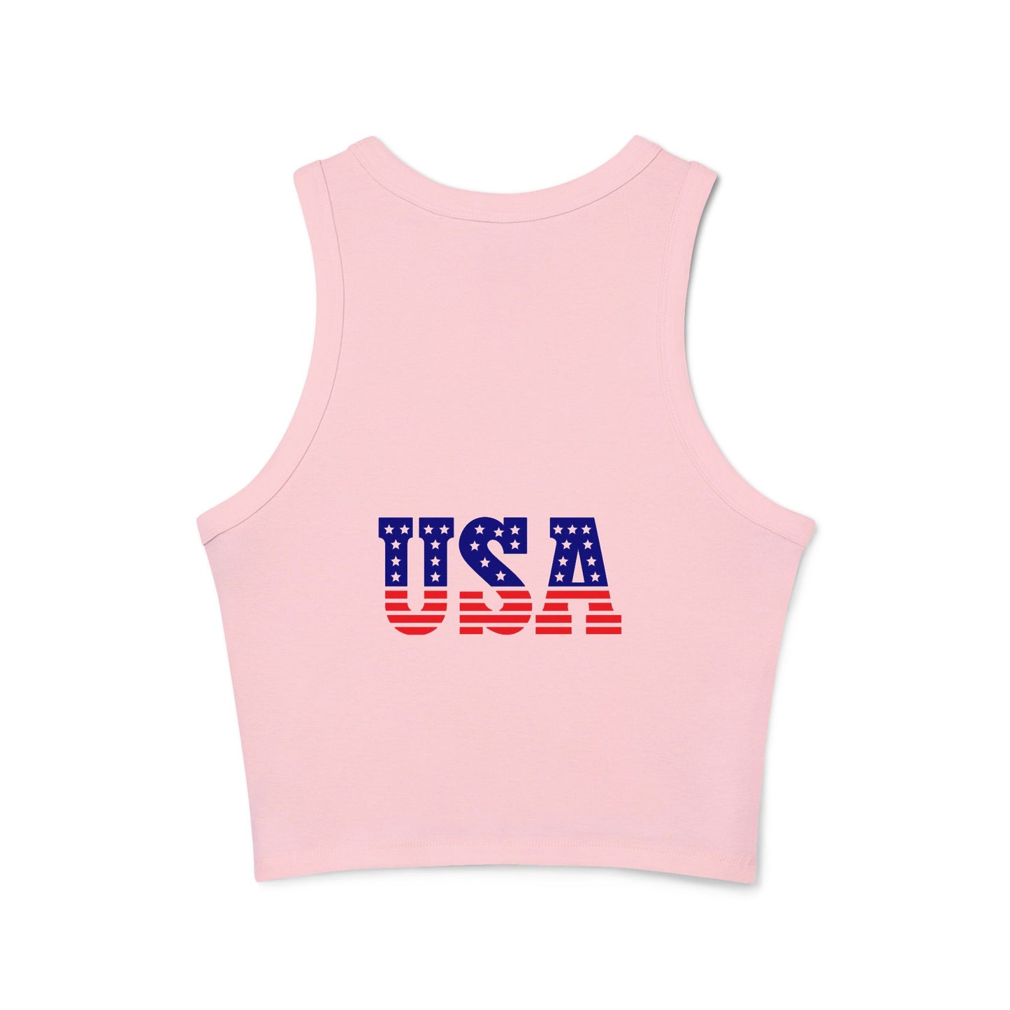 Princess Grace Patriotic Women's Micro Rib Racer Tank Top with Eagle & USA Design