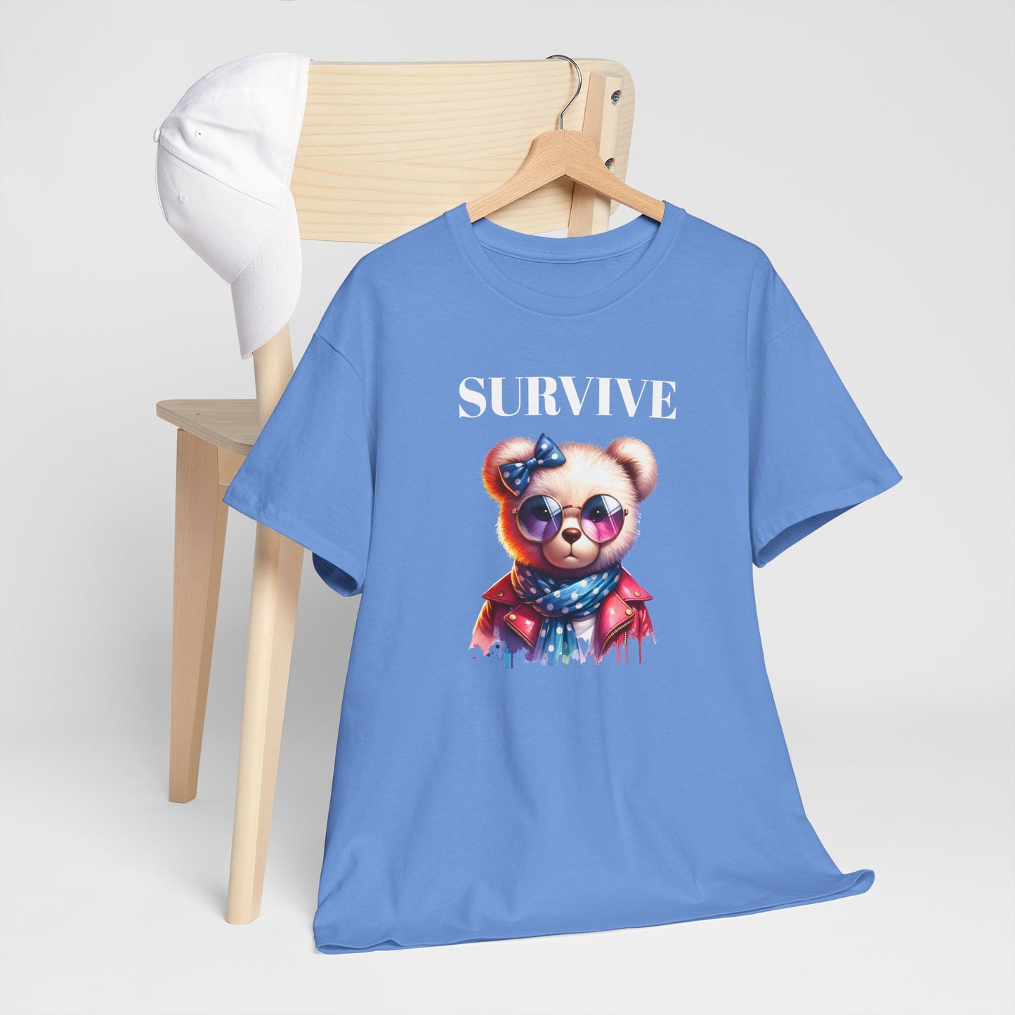 Princess Grace Cute Panda Illustration "Survive" Unisex Heavy Cotton Tee