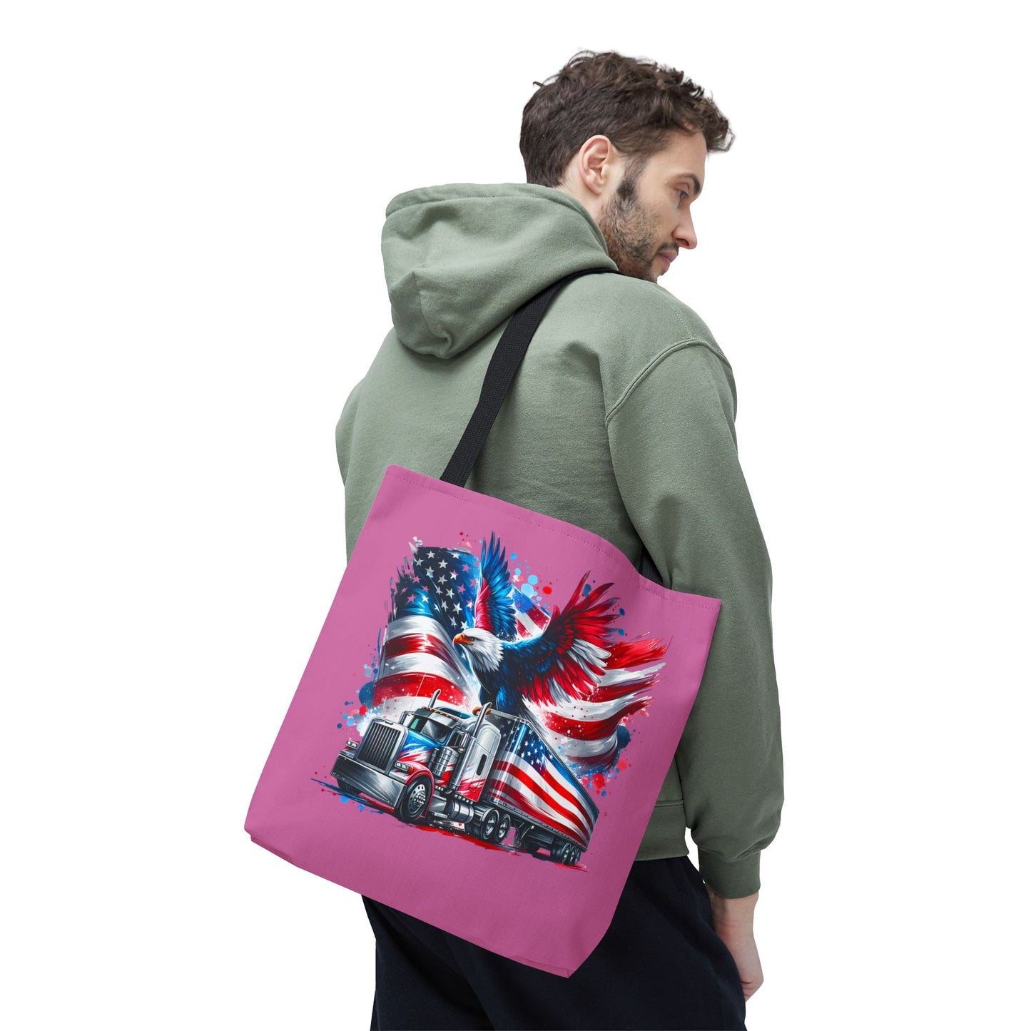 Princess Grace Patriotic Eagle Truck Tote Bag American Flag Design for Truck Enthusiasts