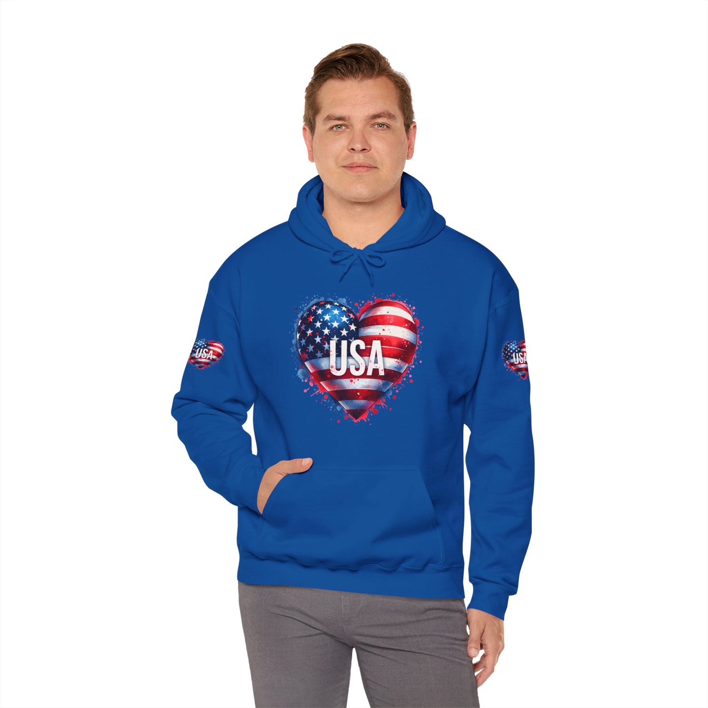 Princess Grace Patriotic Heart Hoodie for USA Lovers Unisex Heavy Blend