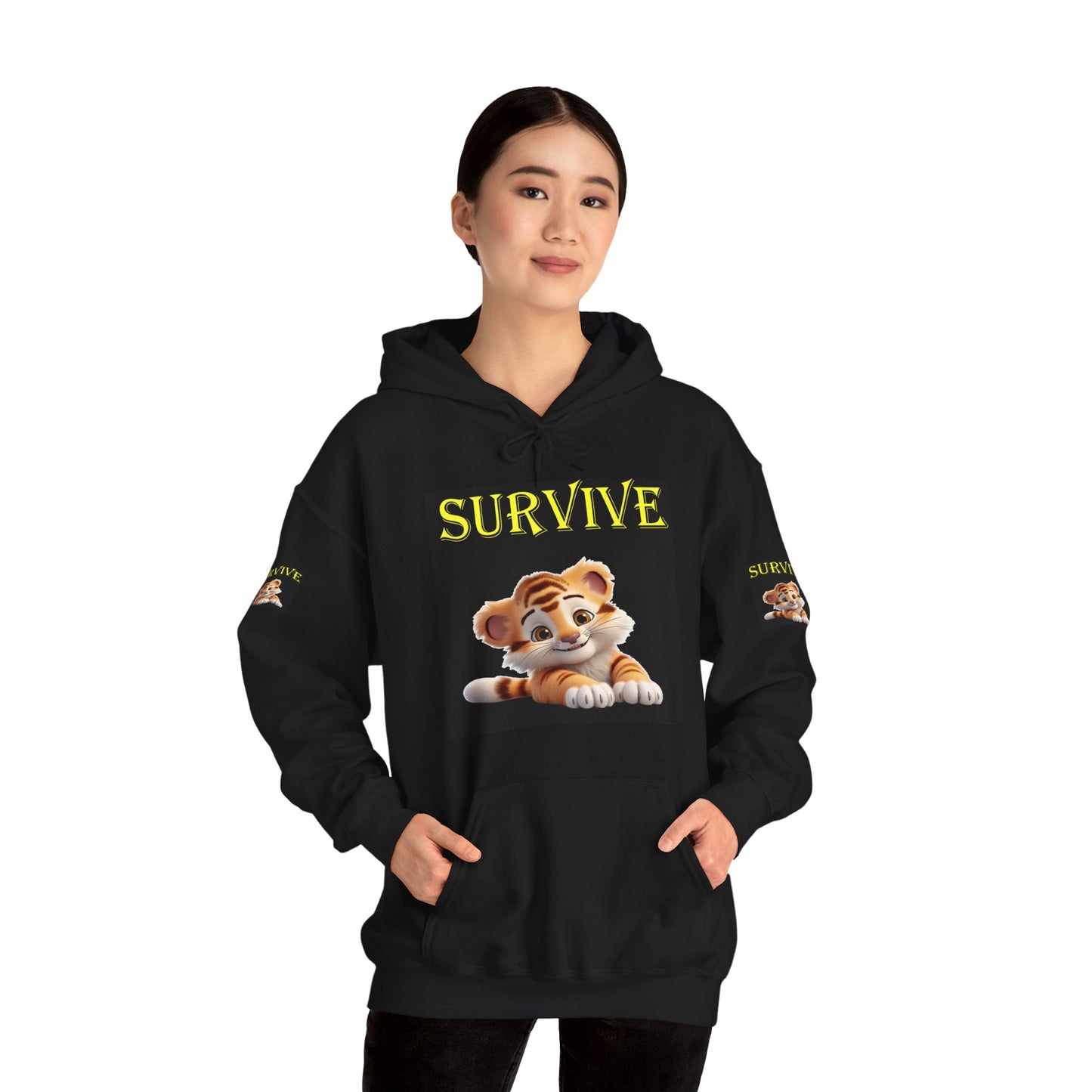 Princess Grace Survive Tiger Graphic Unisex Hoodie Cozy Cat Lover's Sweatshirt