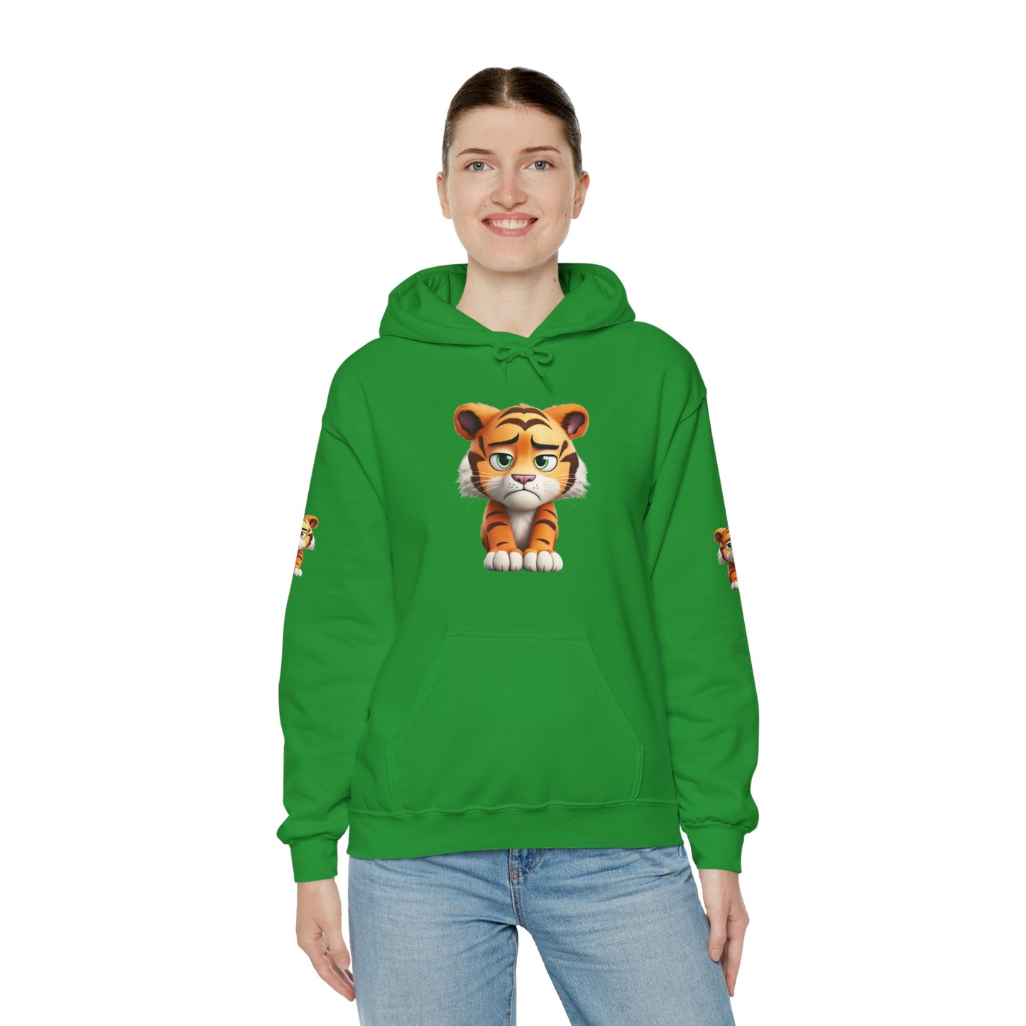 Princess Grace Playful Tiger Graphic Hoodie Unisex Heavy Blend Sweatshirt for Kids and Adults