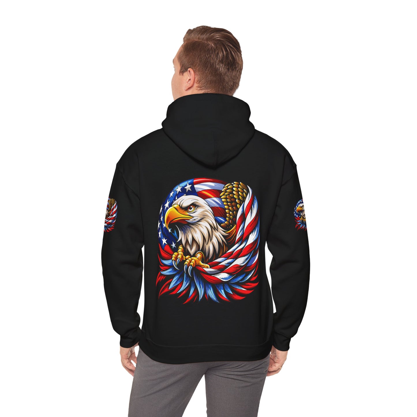 Princess Grace Patriotic Eagle Hoodie Unisex Heavy Blend Sweatshirt with American Flag Design
