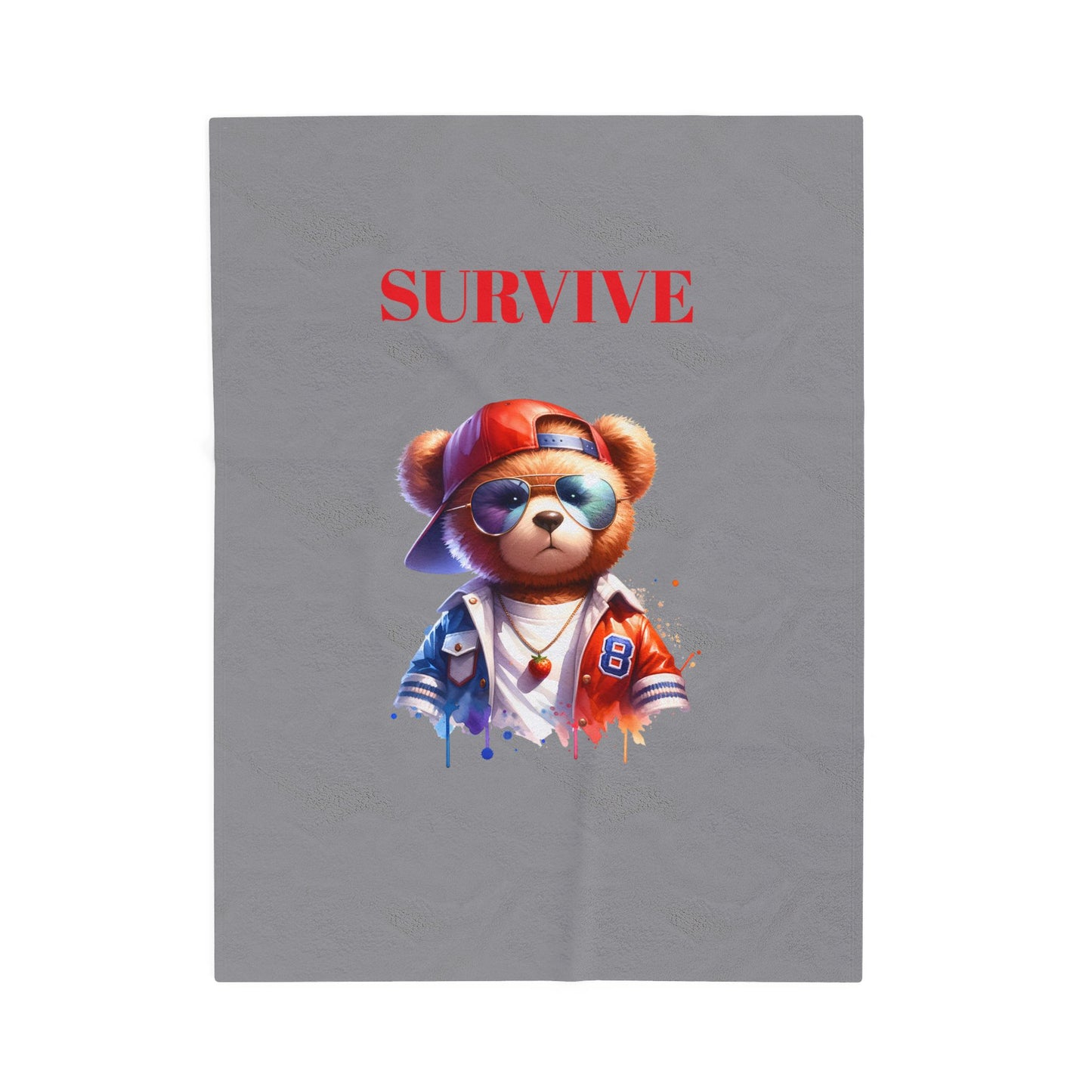 Princess Grace Survive Bear Velveteen Plush Blanket Cozy & Fun Gift for Kids