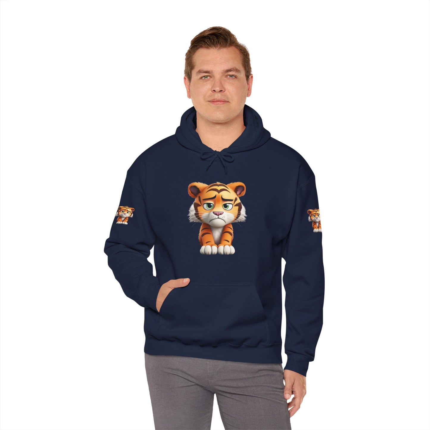 Princess Grace Playful Tiger Graphic Hoodie Unisex Heavy Blend Sweatshirt for Kids and Adults
