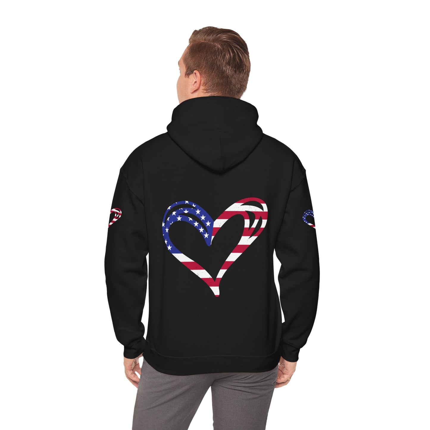 Princess Grace Patriotic Heart Unisex Hoodie Comfortable Heavy Blend Sweatshirt for Independence Day and Everyday Wear